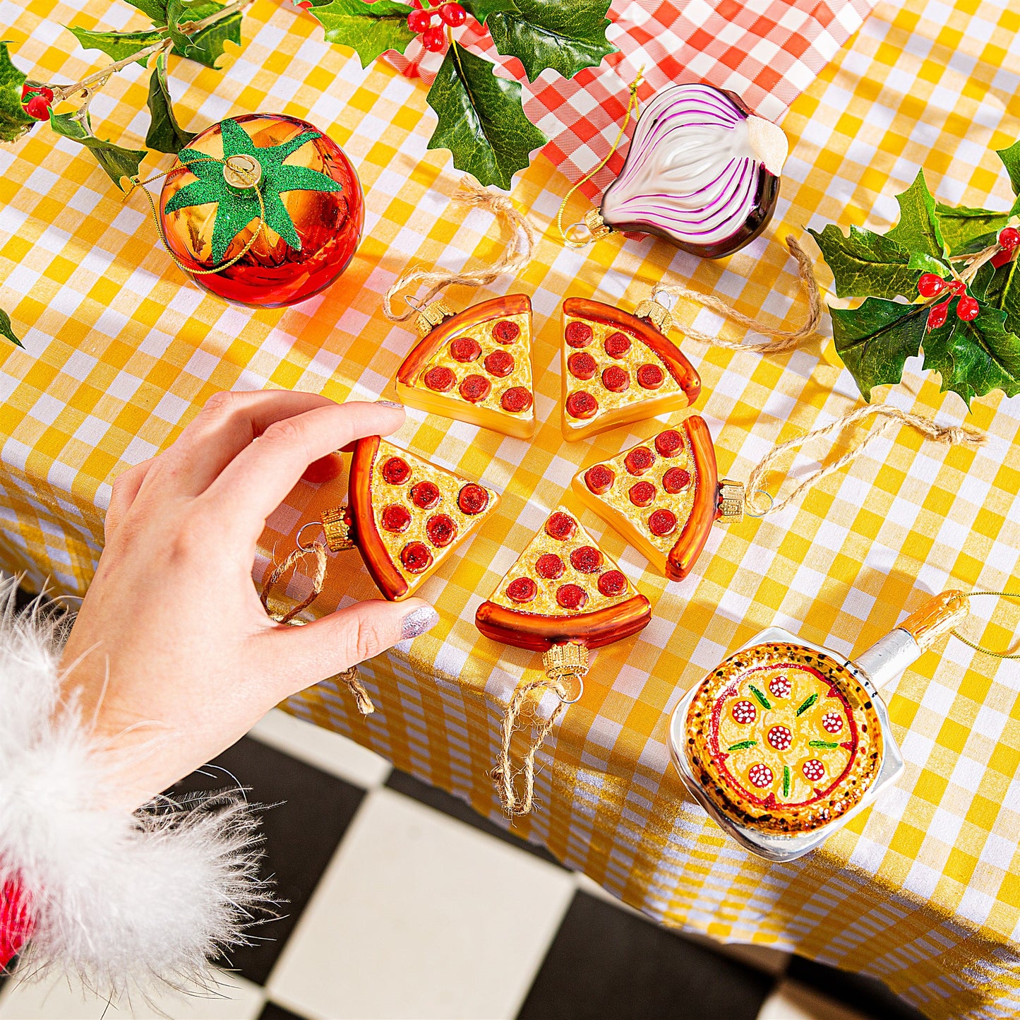 Pizza on a Board Glass Christmas Tree Bauble