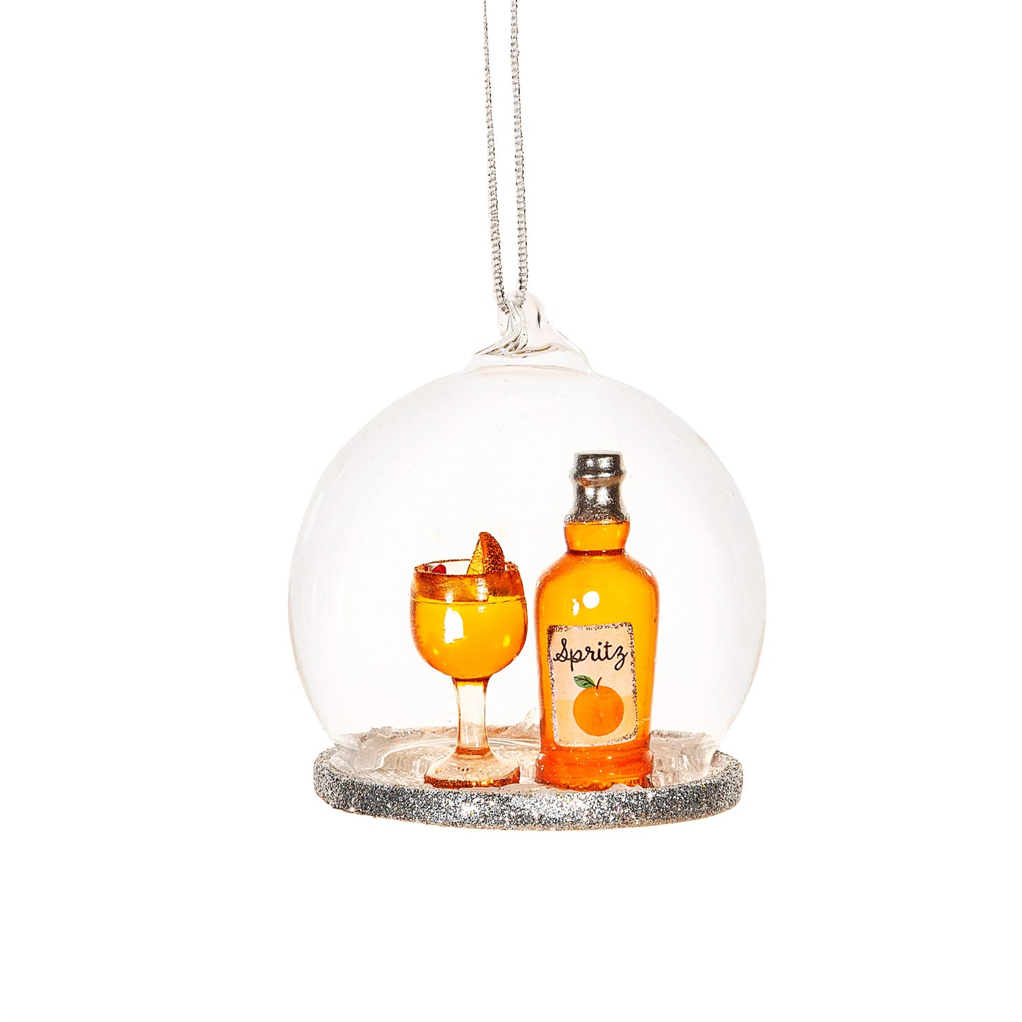Orange Christmas Spritz Glass Dome Christmas Tree Decoration