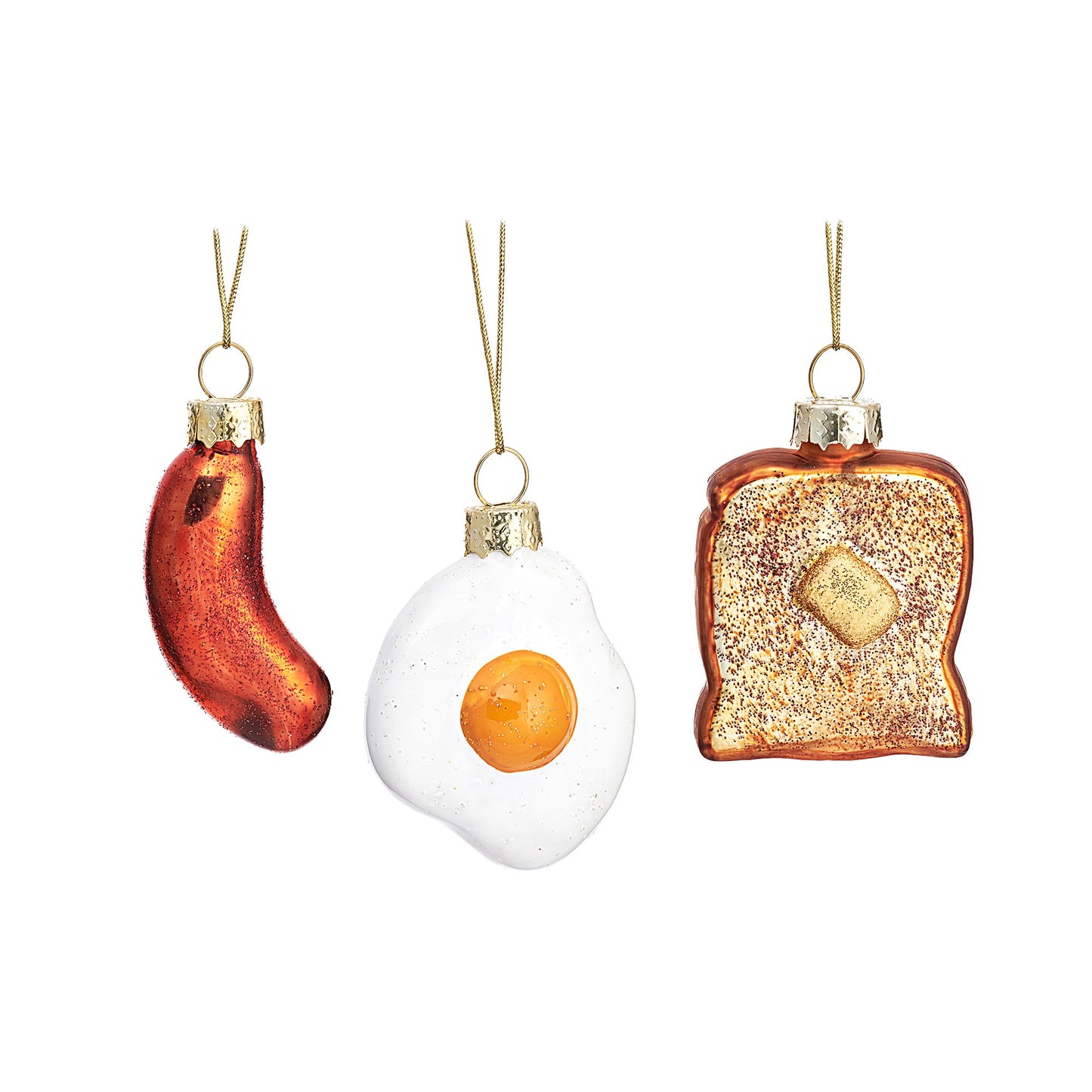 Mini English Breakfast Glass Christmas Tree Hanging Decorations (Set of 3)
