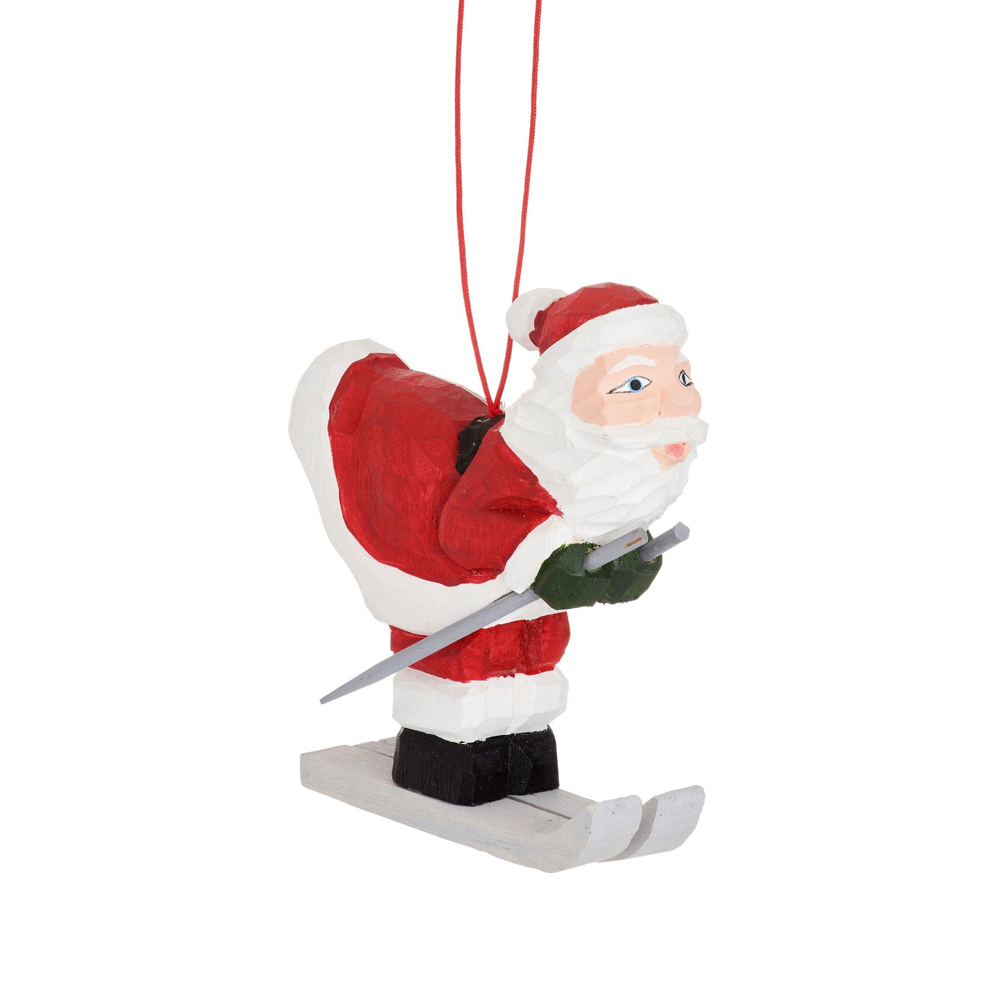 Wooden Skiing Santa Christmas Tree Decoration