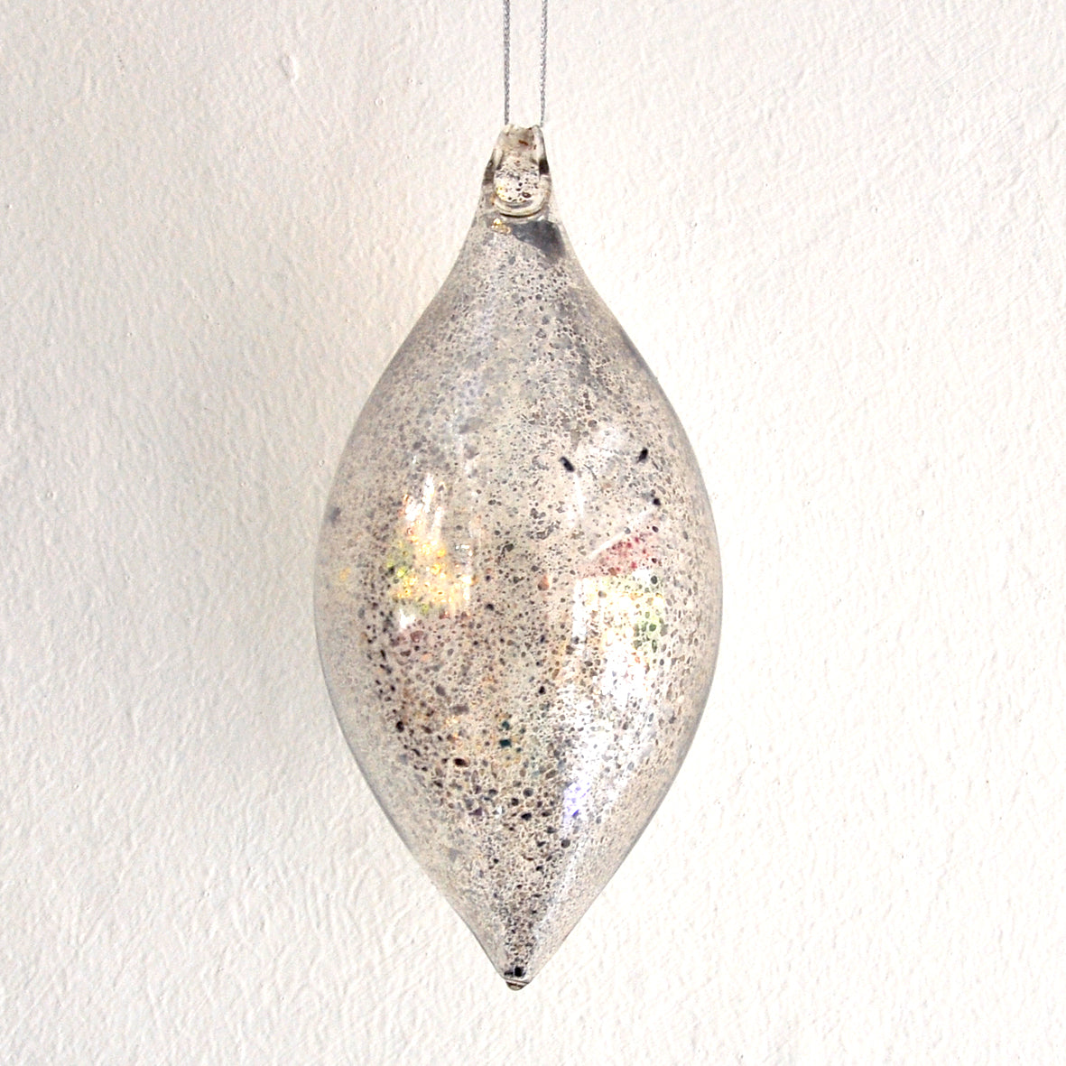 Large antique silver glass hanging Christmas decoration.