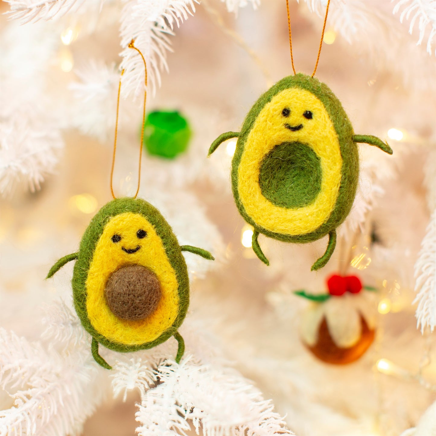 Felt Avocado Christmas Tree Decorations (Pair)