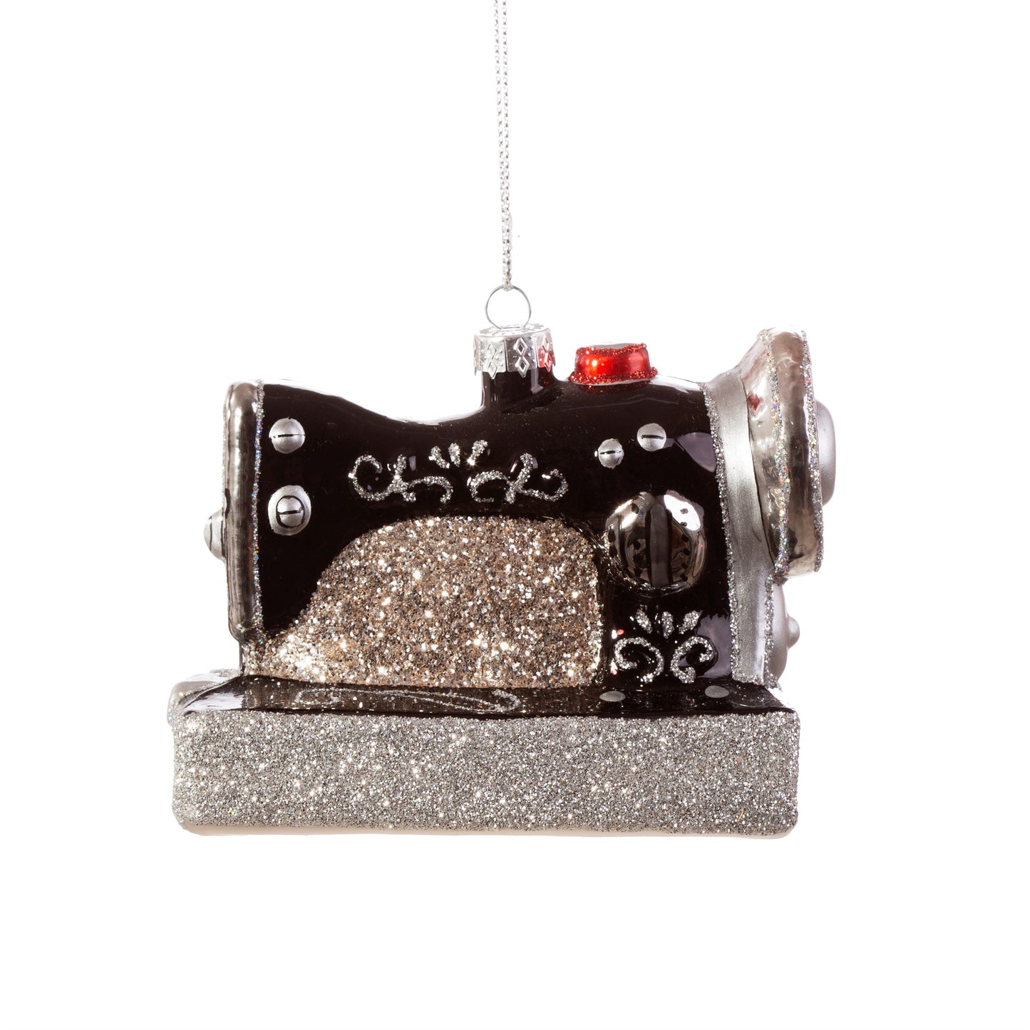 Retro Sewing Machine Glass Christmas Tree Decoration