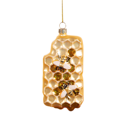 Bees on Honeycomb Glass Christmas Tree Decoration
