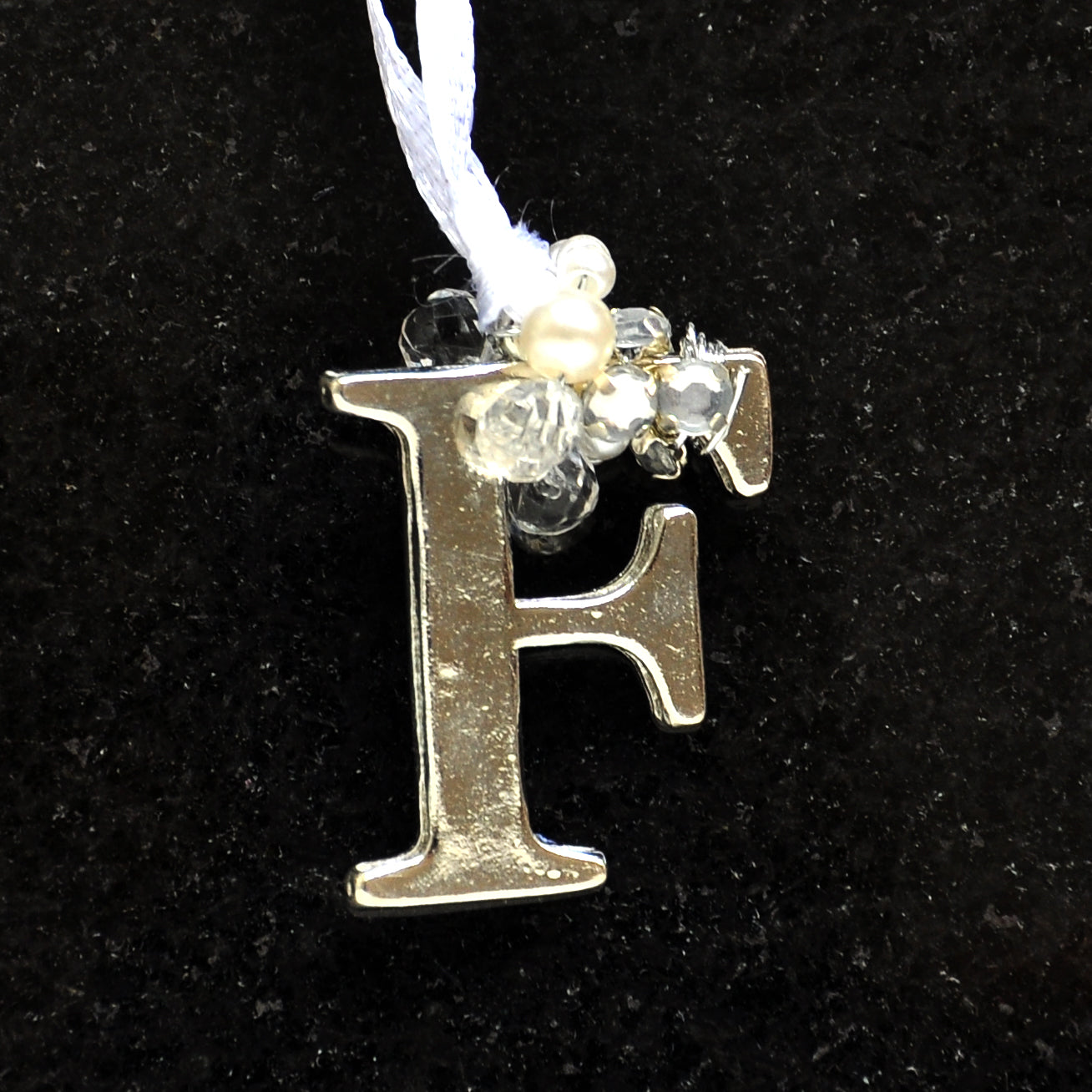 Alphabet Letter Silver Jewelled Tree Decorations