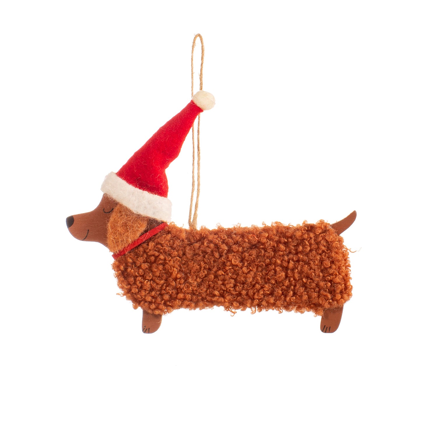Festive Dachshund Sausage Dog Felt Christmas Tree Decoration