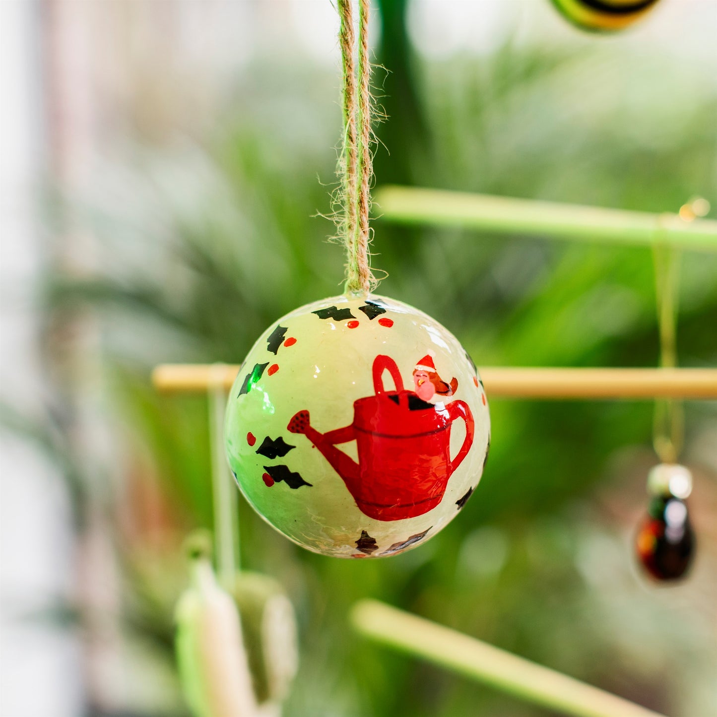 Festive Watering Can Papier-mâché Christmas Tree Bauble