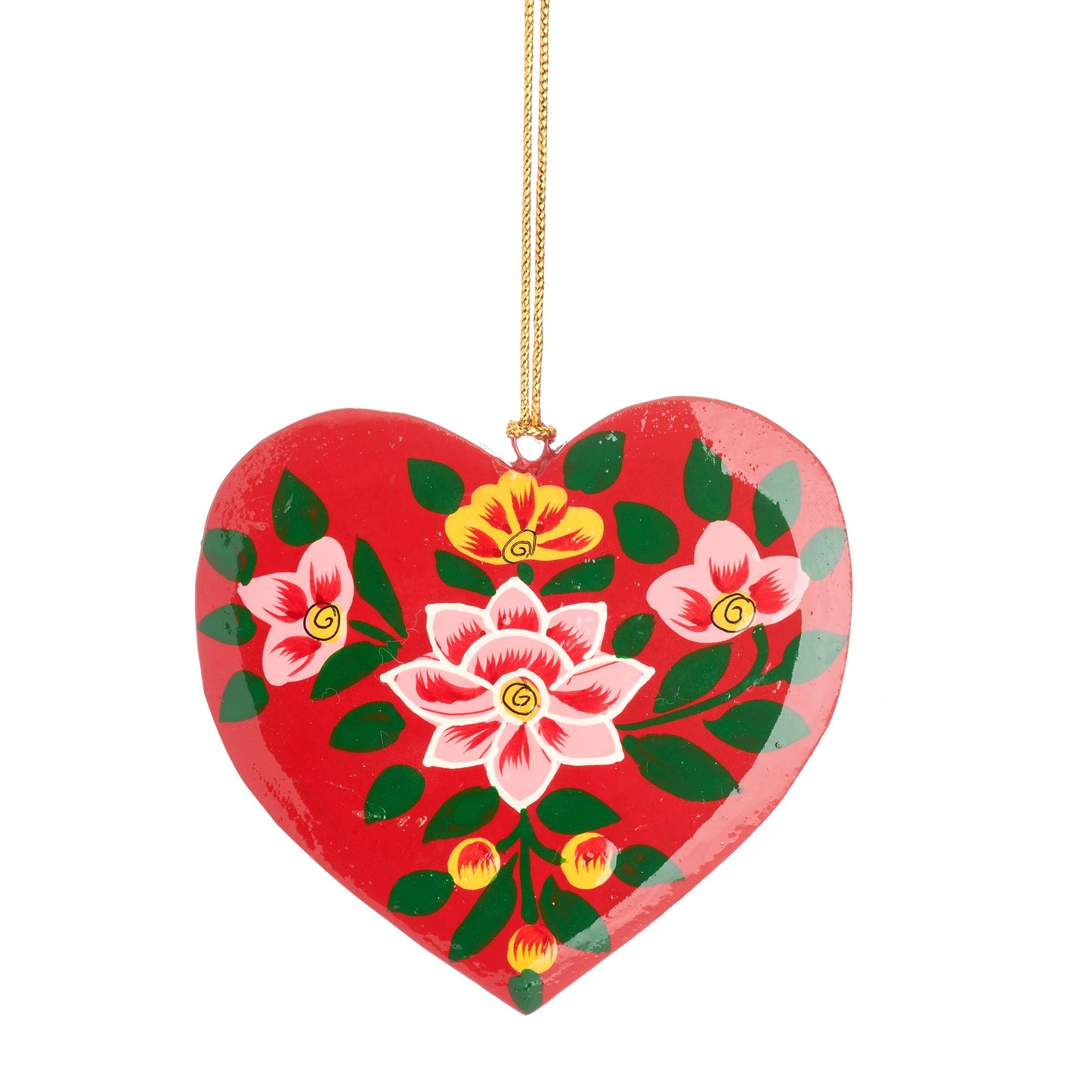 Kashmiri Heart Shaped Wooden Christmas Tree Decoration