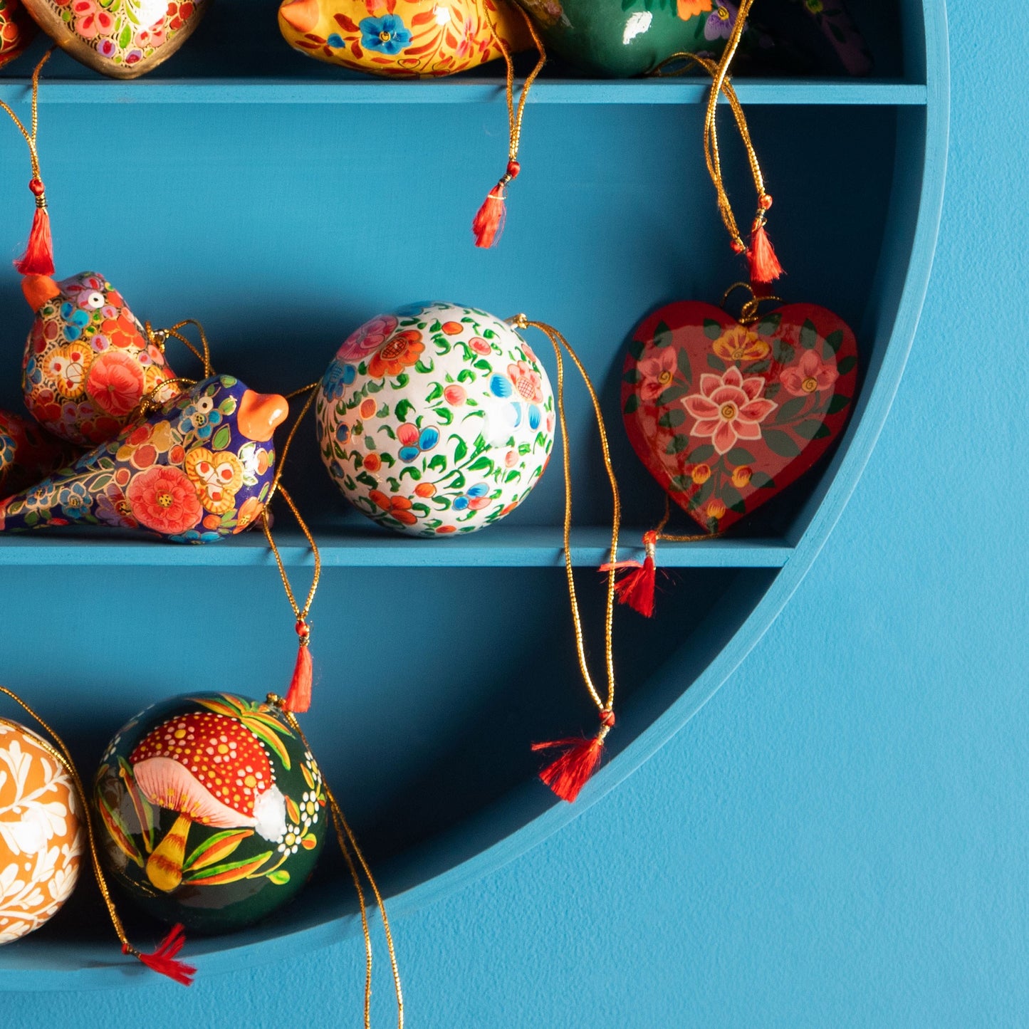 Kashmiri Heart Shaped Wooden Christmas Tree Decoration