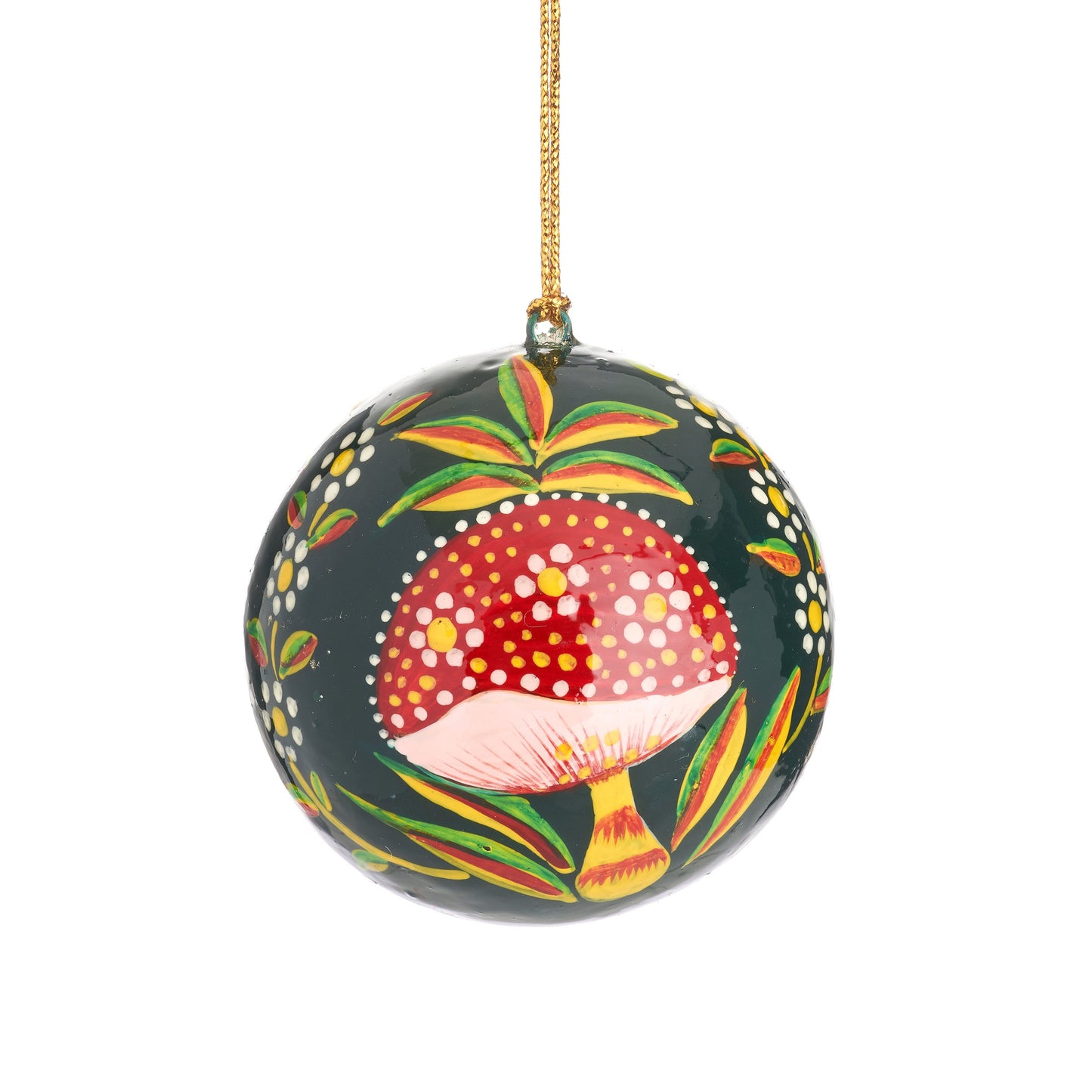 Mushroom Design Papier-mâché Christmas Tree Bauble