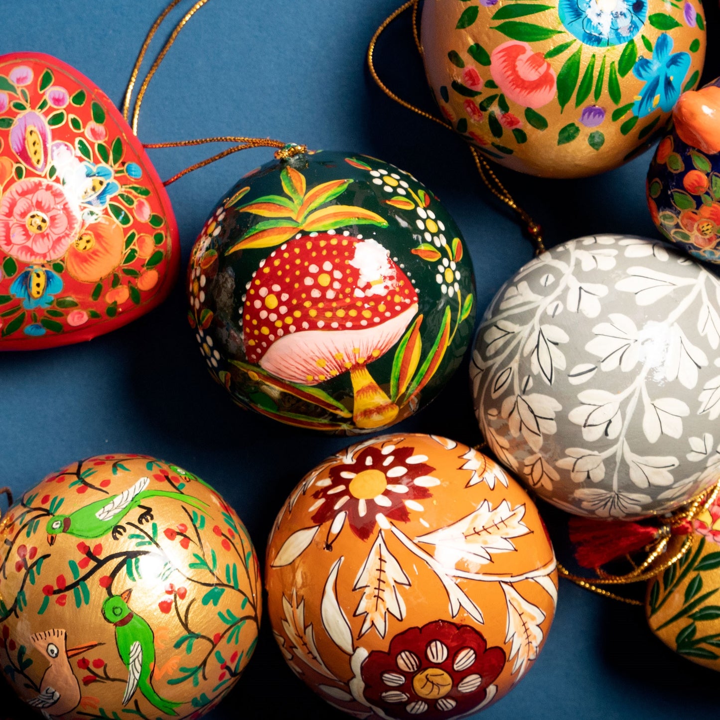 Mushroom Design Papier-mâché Christmas Tree Bauble