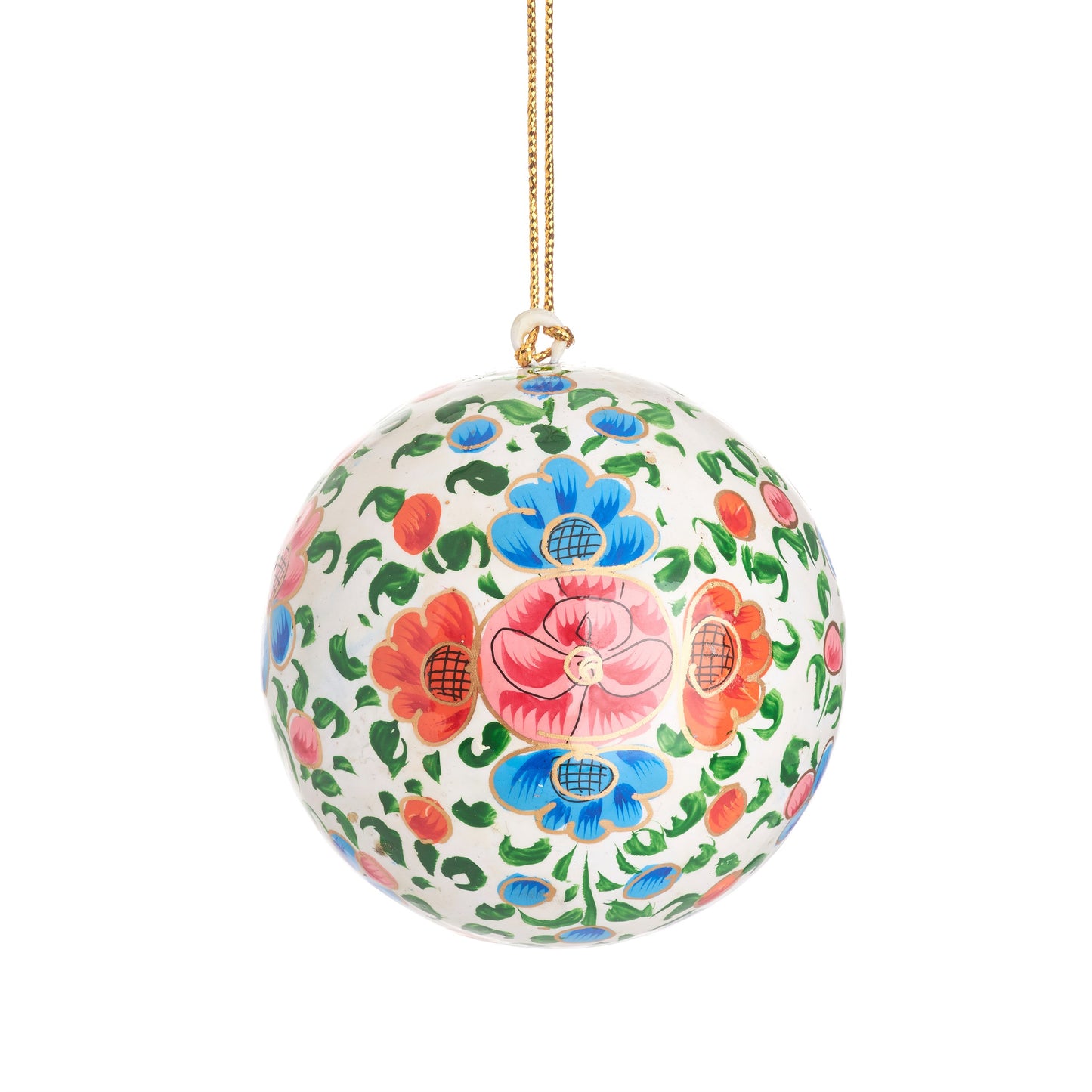 Floral Design Papier-mâché Christmas Tree Bauble