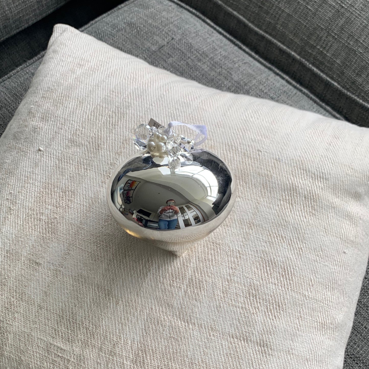 Silver Sultan Shaped Glass Bauble with Beads Christmas Tree Decoration