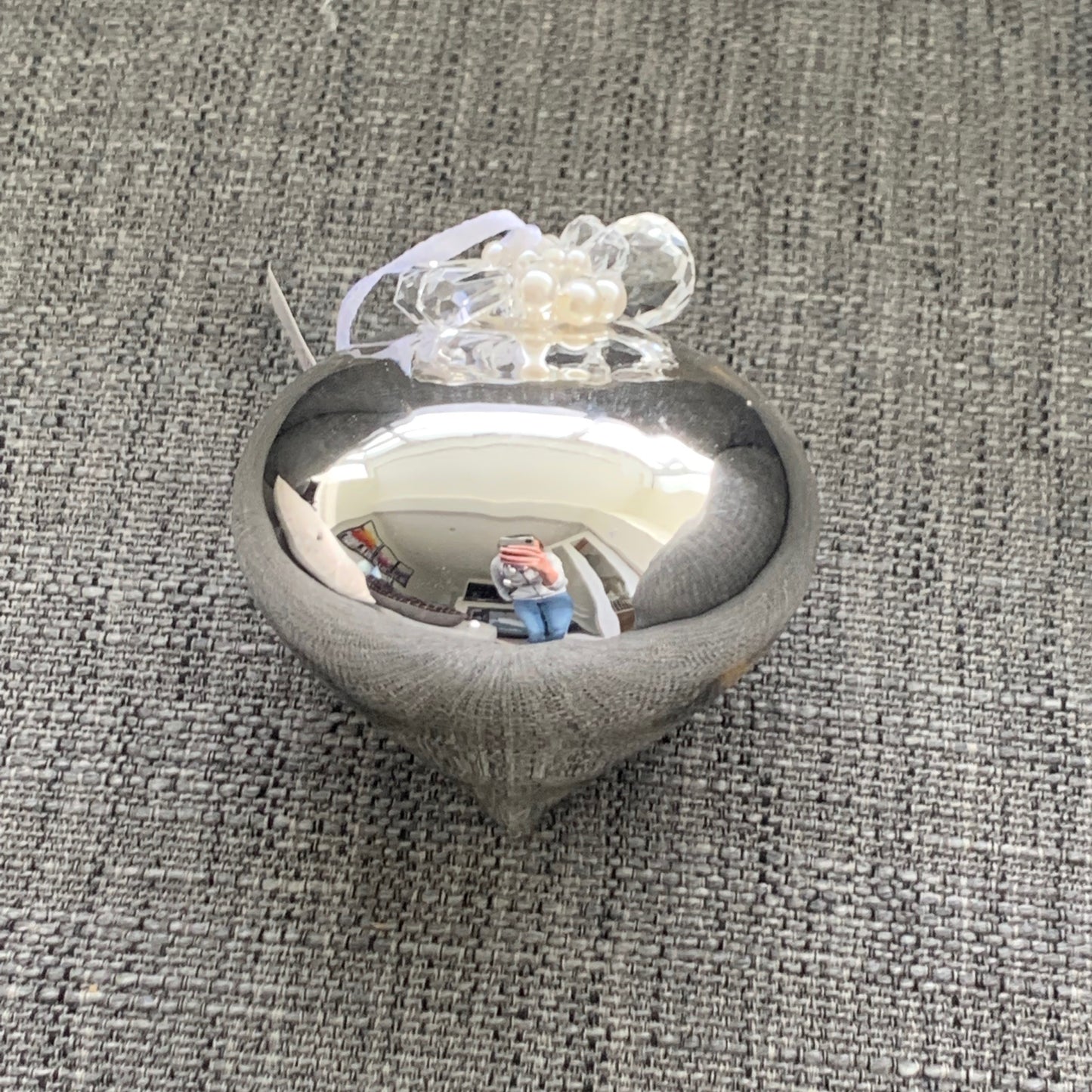 Silver Sultan Shaped Glass Bauble with Beads Christmas Tree Decoration