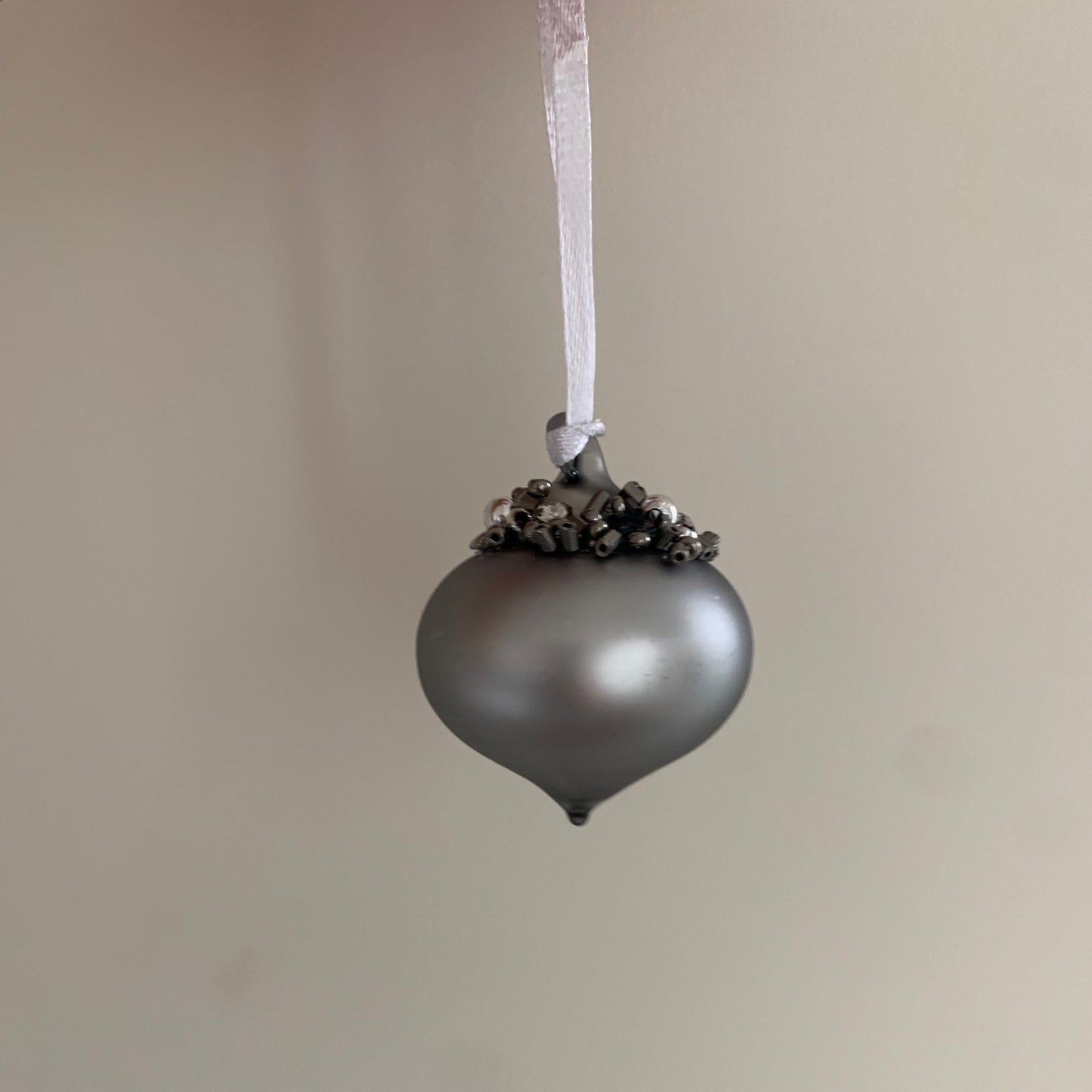 Matt Iron Coloured Glass Christmas Tree Decoration with Beading (Sultan 4cm)