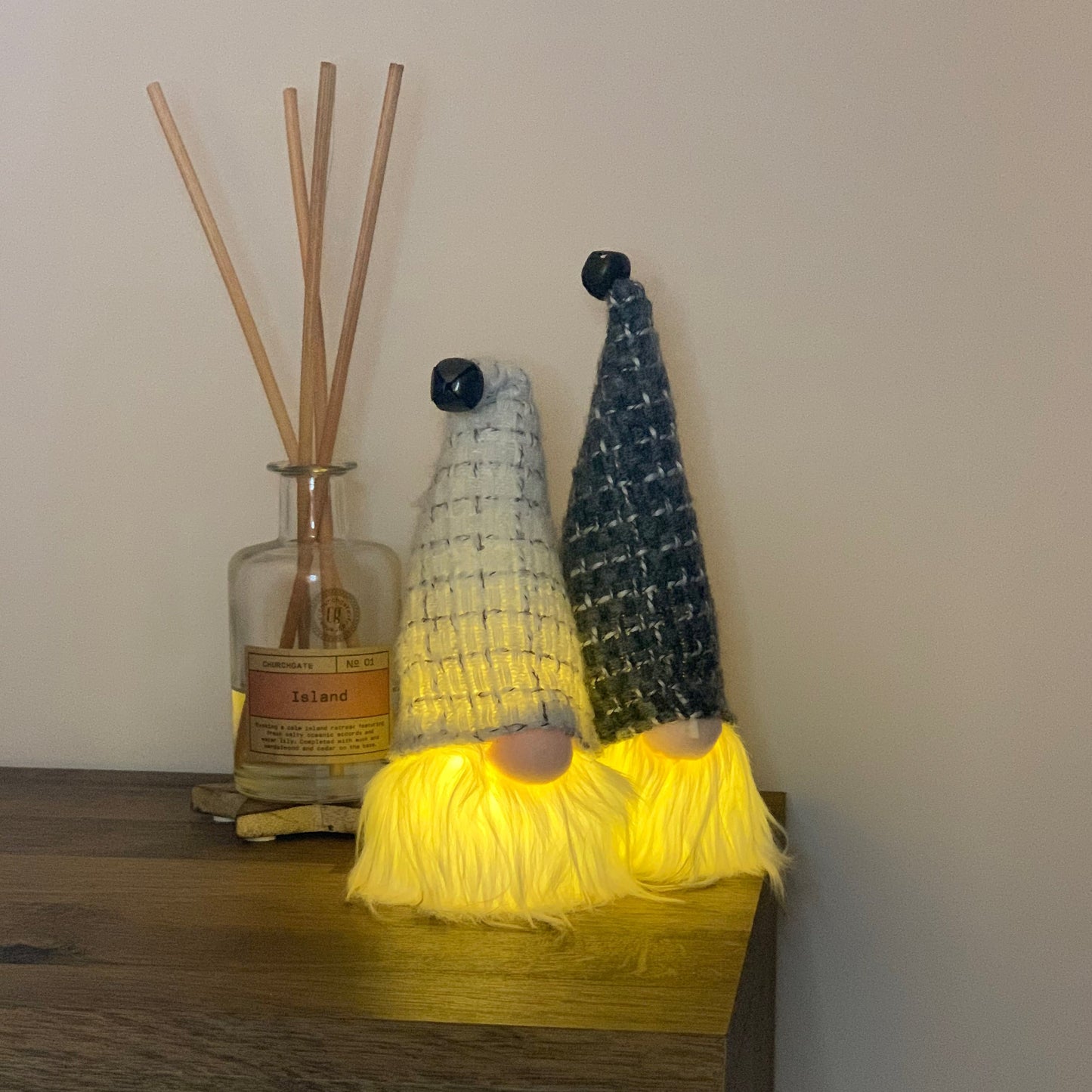 Light up Gonks Christmas Tree Decorations (Black & White Hats)