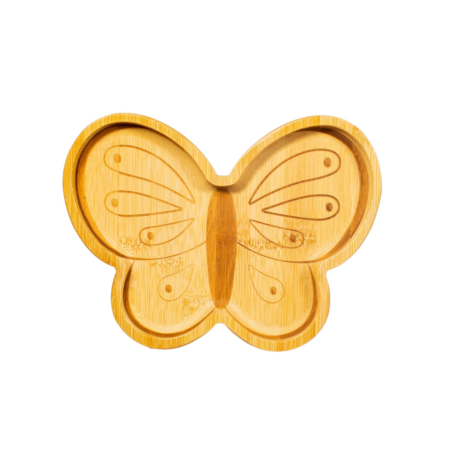 Explore nature with this planet-friendly everyday reusable bamboo plate, featuring a pretty butterfly design.