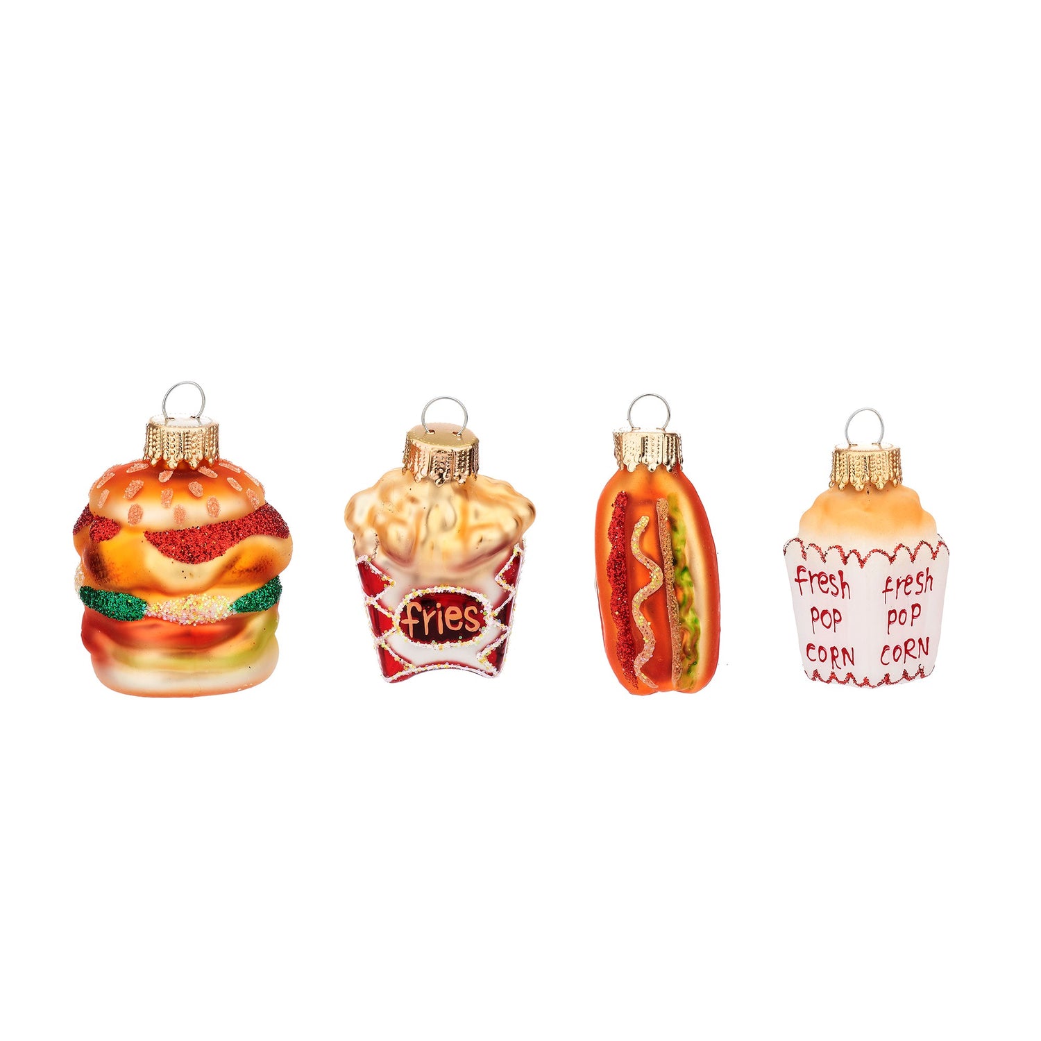 Ahh fast food...the food of kings!!! These quirky and fun mini fast food glass Christmas decoration look almost good enough to eat (please don't)!