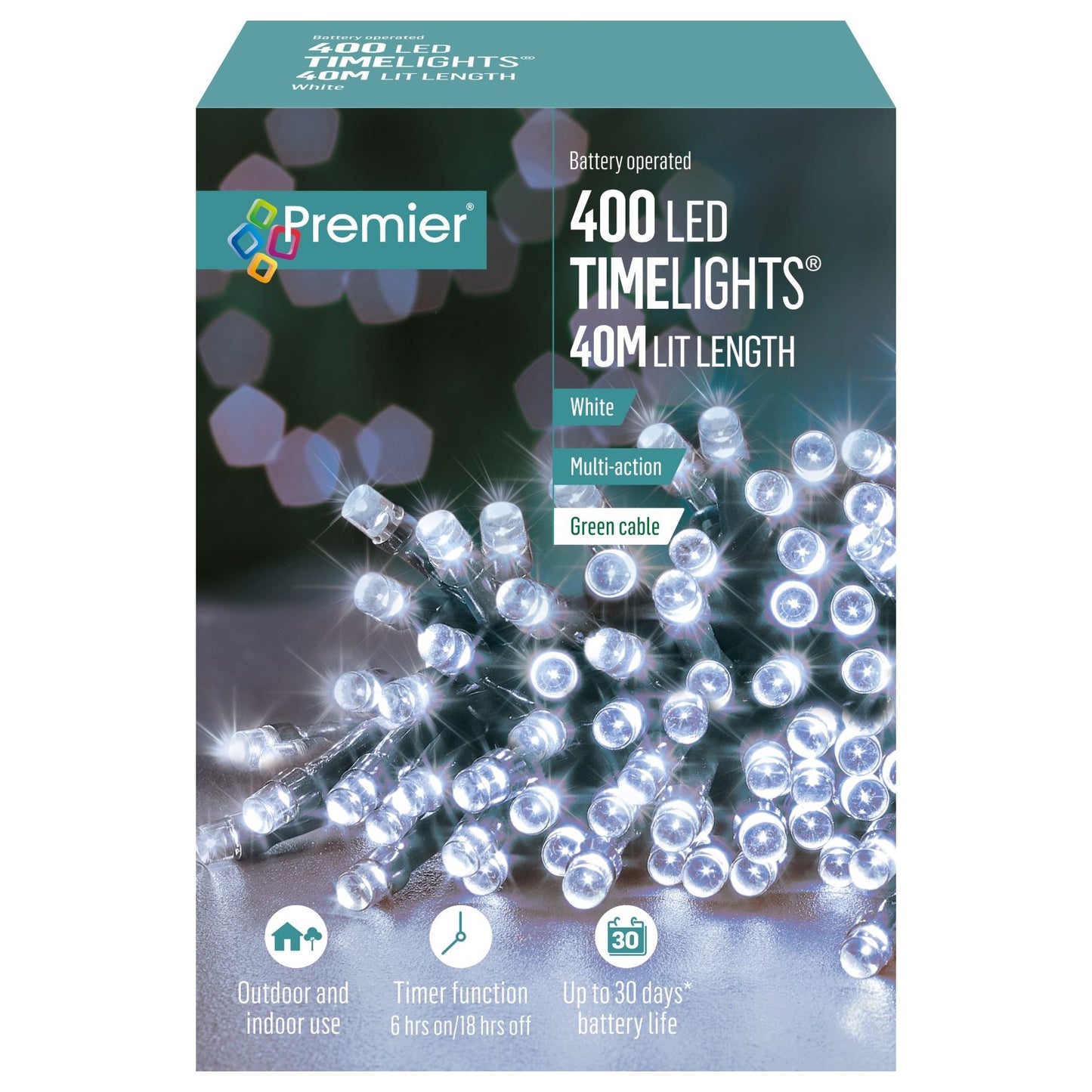 400 White LED Battery Operated Indoor & Outdoor Lights (40m)
