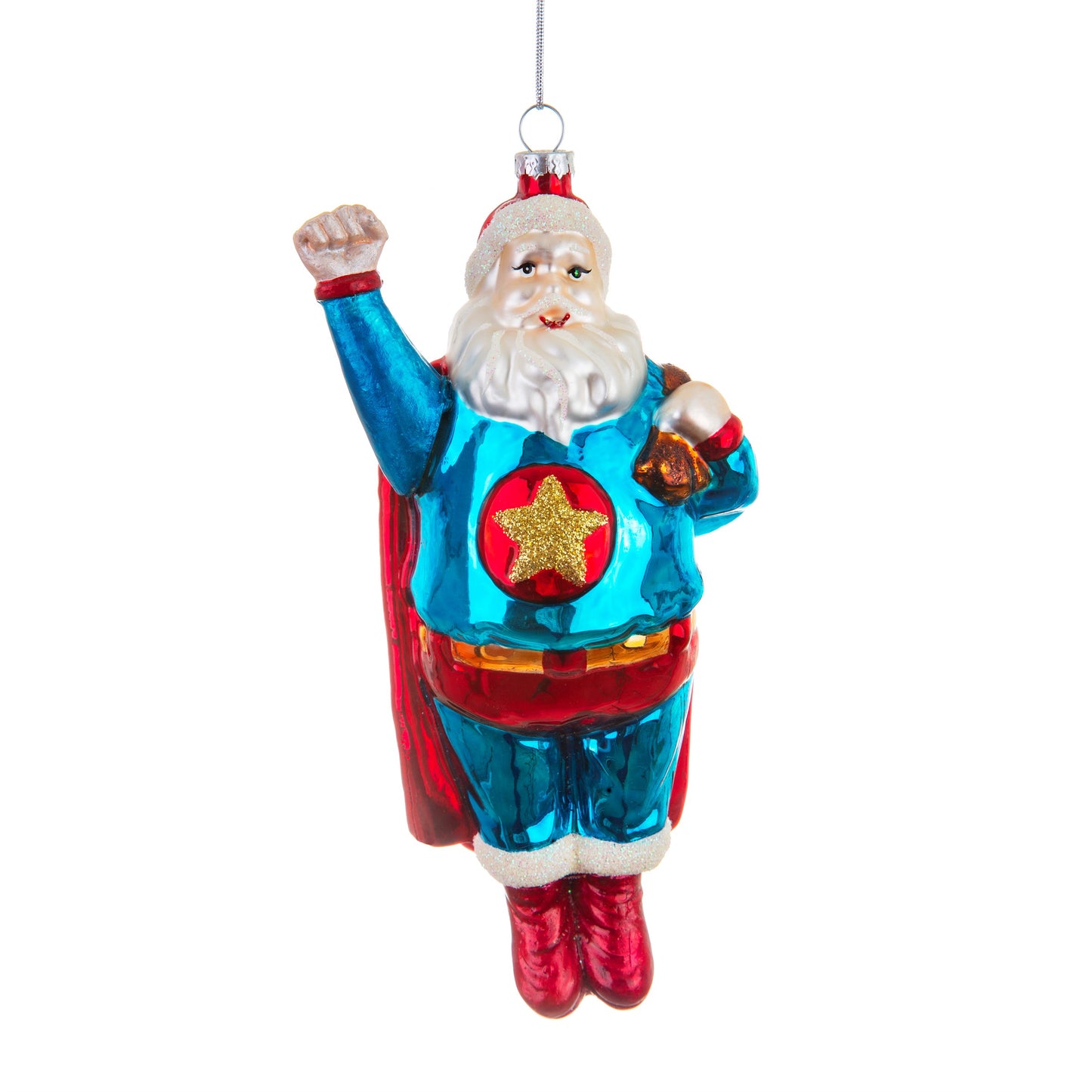 Super Santa Glass Christmas Tree Decoration