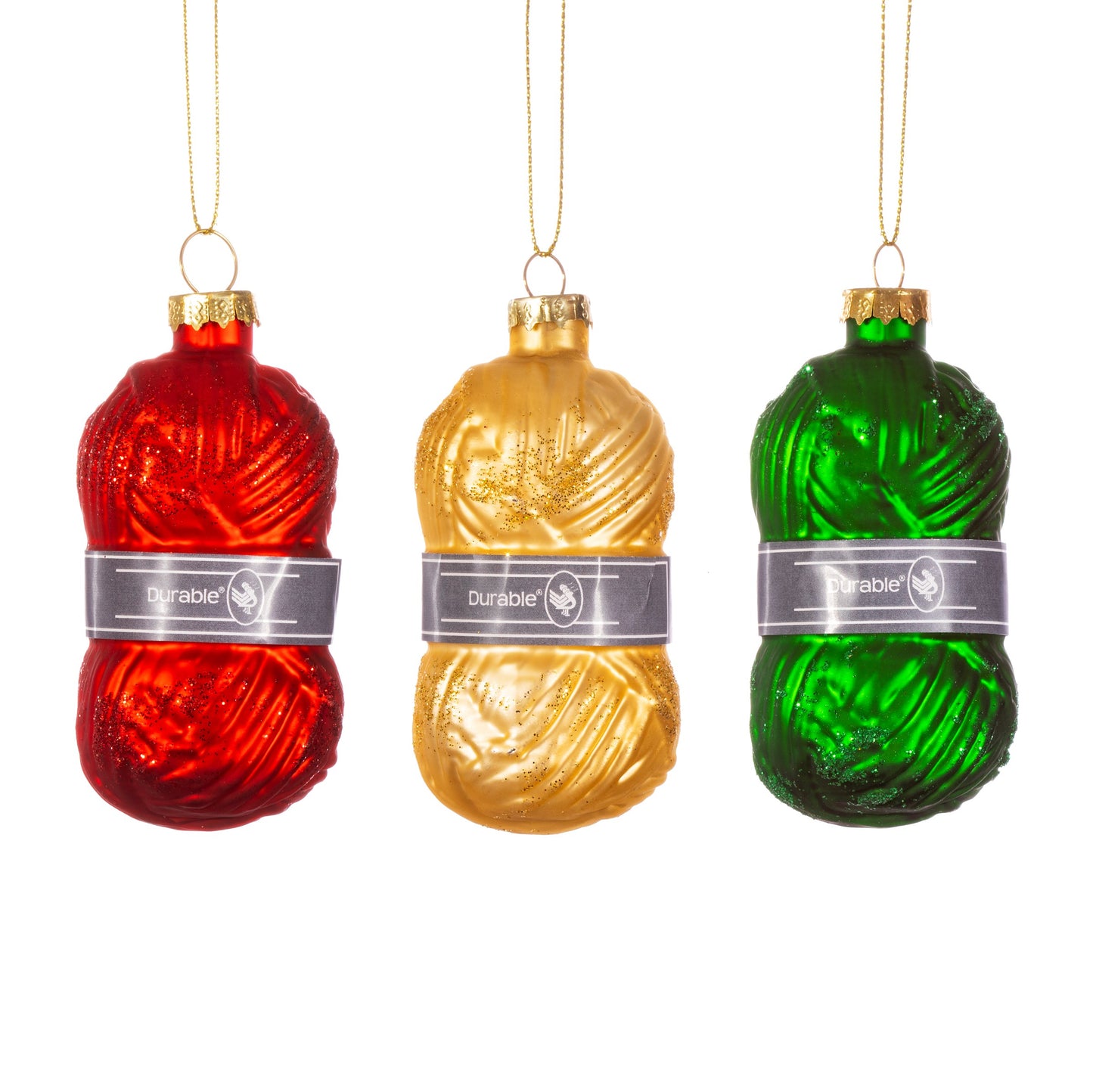 Knitting Wool Glass Christmas Tree Decorations (Set of 3)
