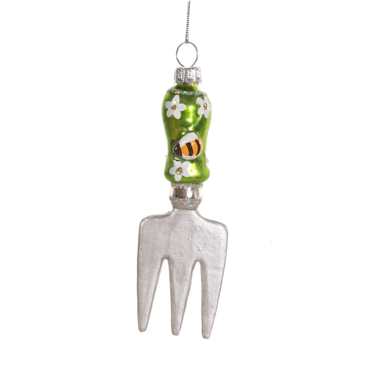 Garden Fork Glass Christmas Tree Decoration