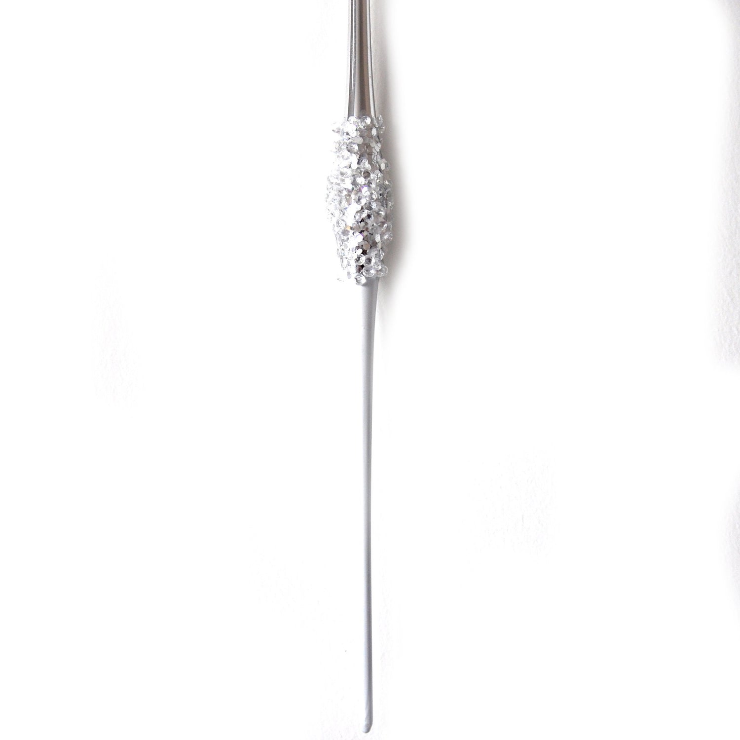 Long Drop White and Silver Icicle with Sparkles for Christmas Trees