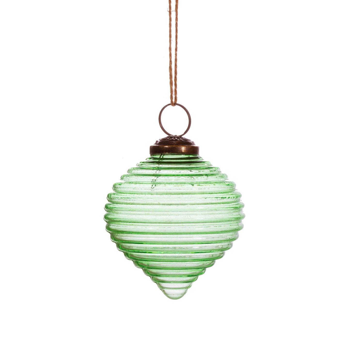 Rippled Recycled Glass Christmas Tree Baubles (Blue, Green and Clear)