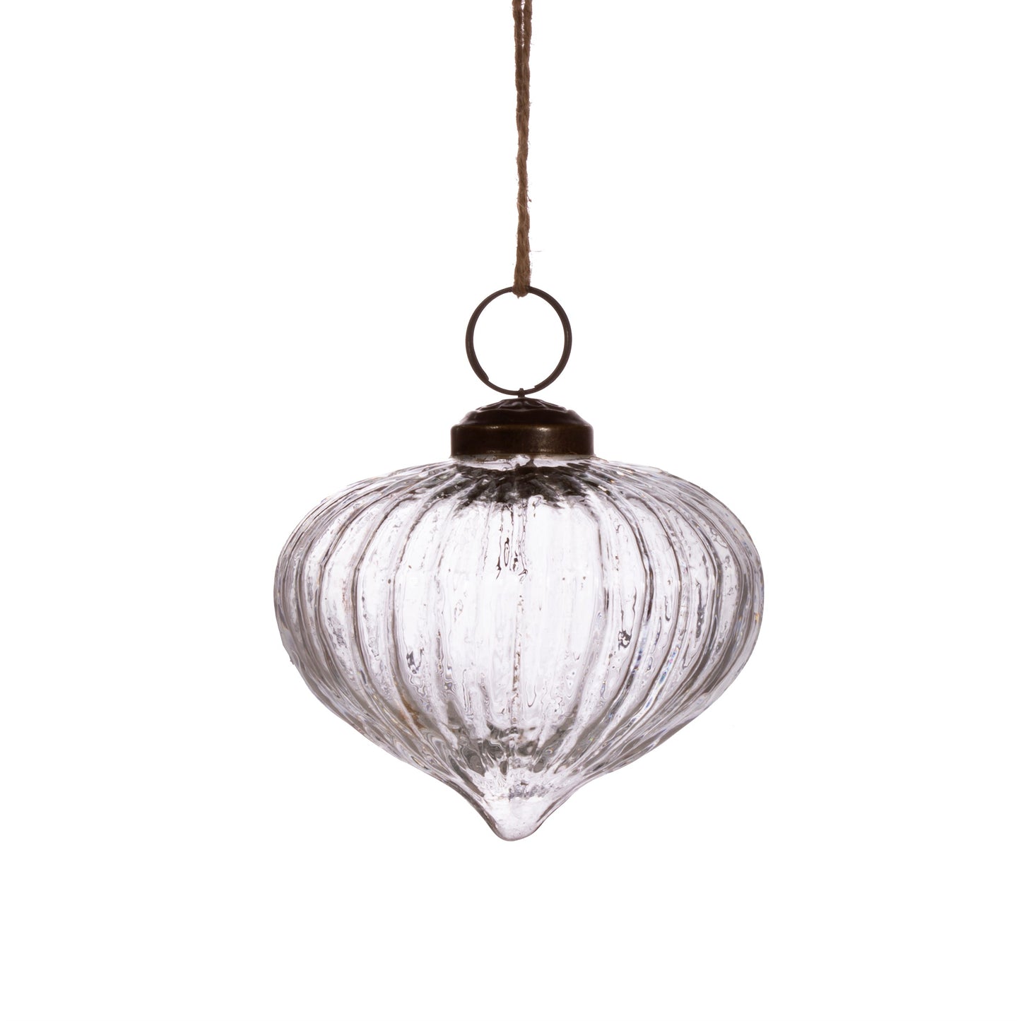 Onion Shaped Recycled Glass Christmas Tree Baubles (Blue, Green and Clear)