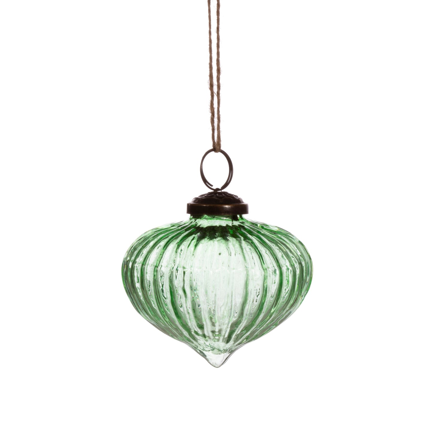 Onion Shaped Recycled Glass Christmas Tree Baubles (Blue, Green and Clear)