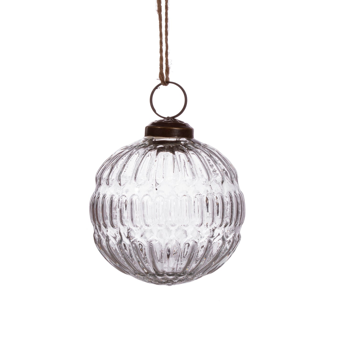 Grooved Recycled Glass Christmas Tree Baubles (Blue, Green and Clear)