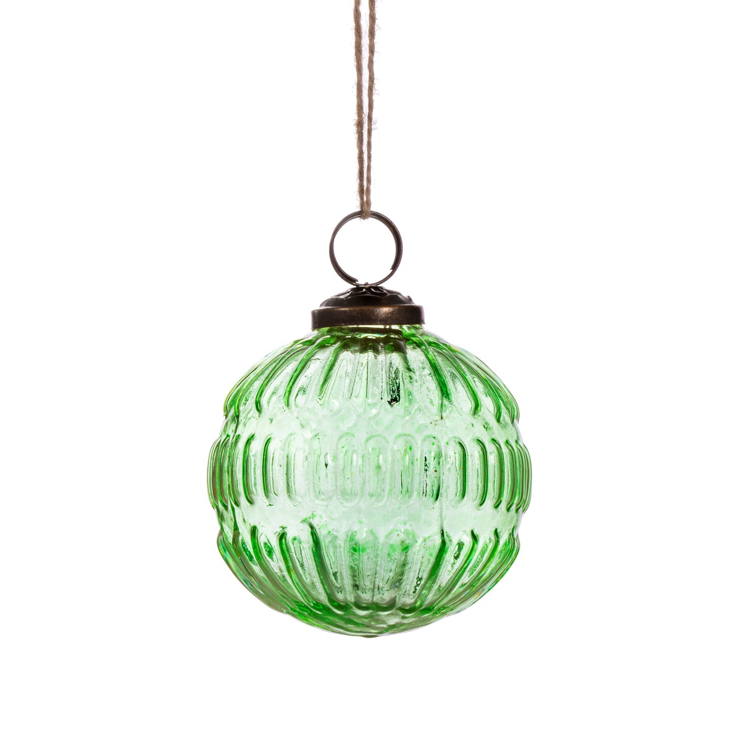 Grooved Recycled Glass Christmas Tree Baubles (Blue, Green and Clear)