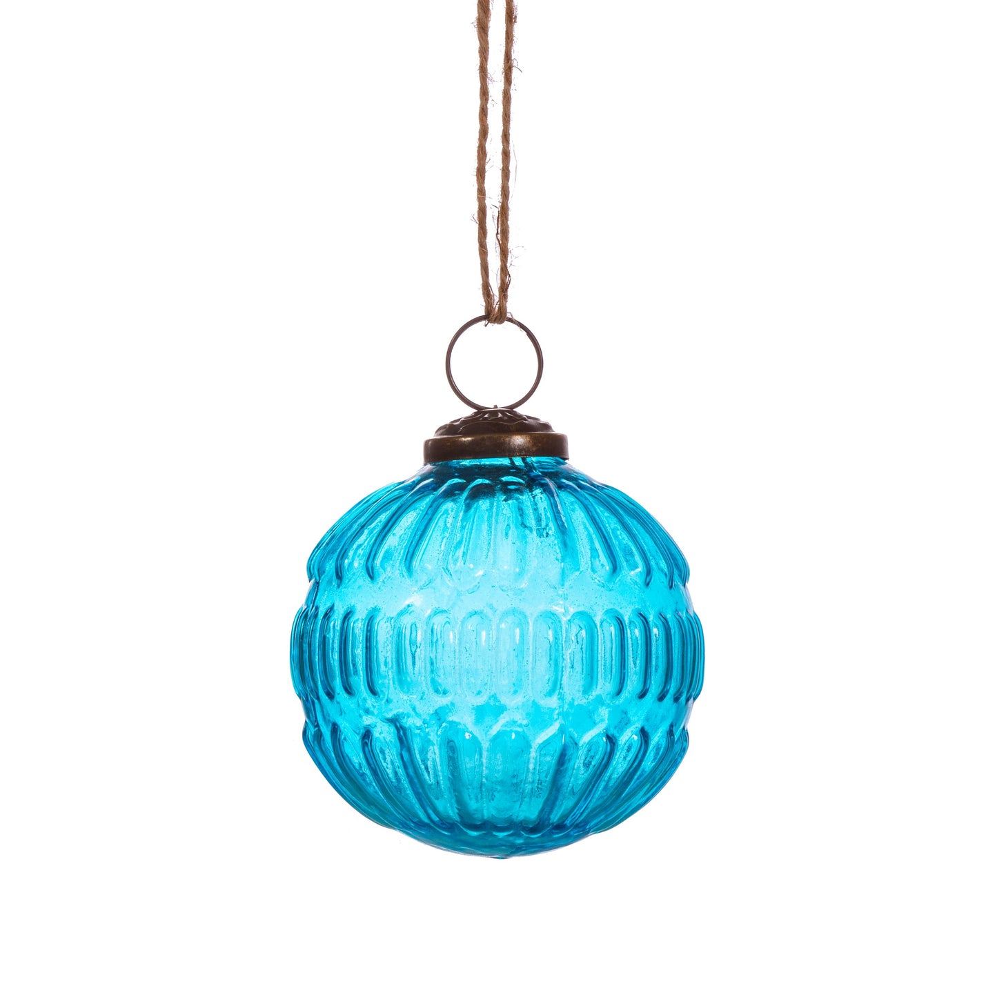 Grooved Recycled Glass Christmas Tree Baubles (Blue, Green and Clear)