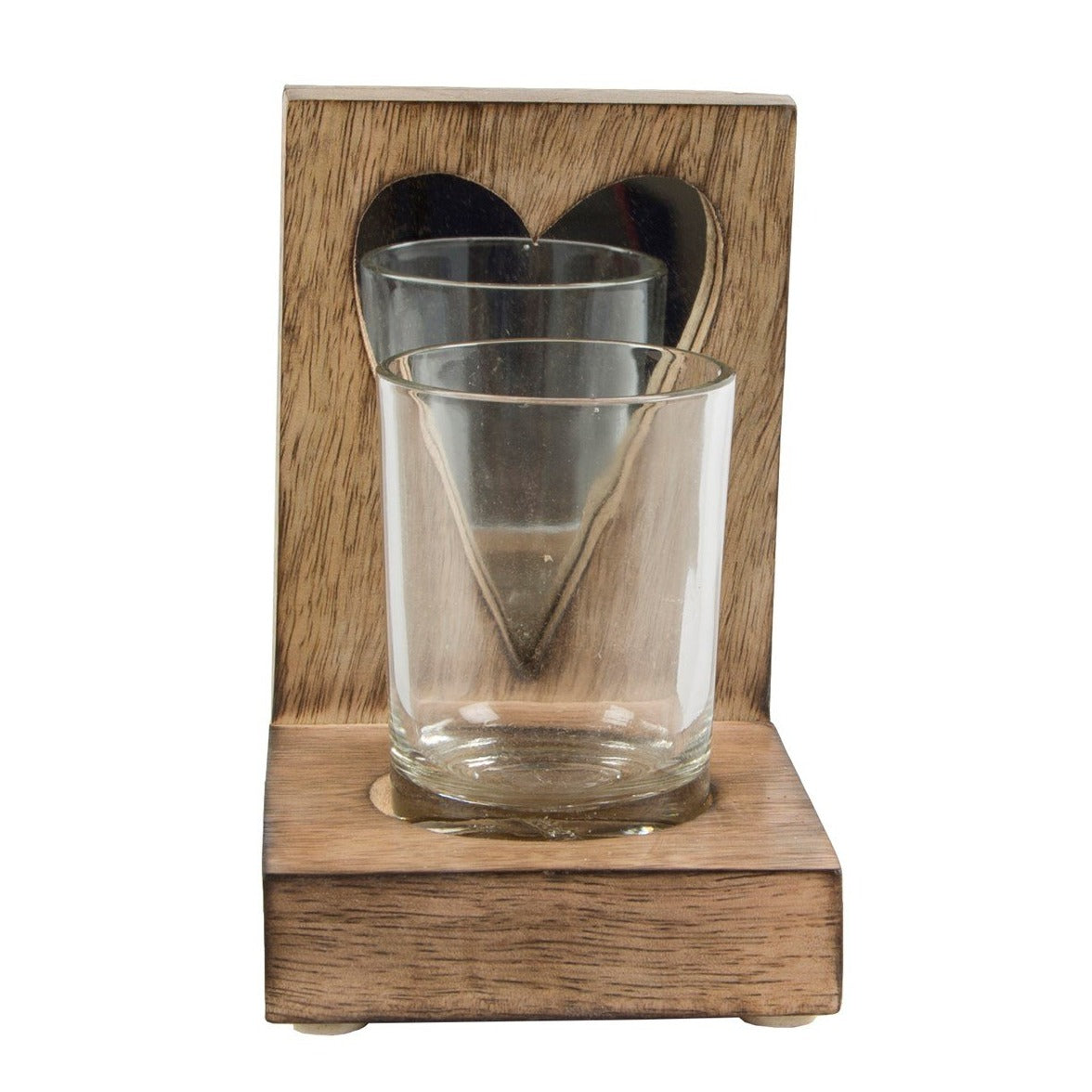 Mirror Heart Wooden Tealight Holder for Valentines and Wedding table settings