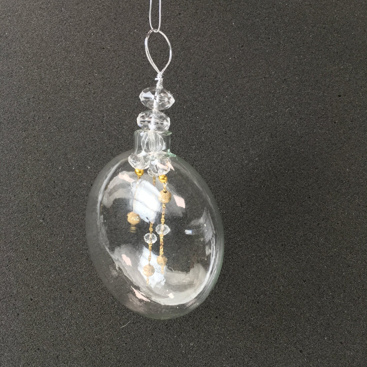 Clear Handmade Glass Decorations with Brass and Clear Beads for Christmas and Wedding Decorating