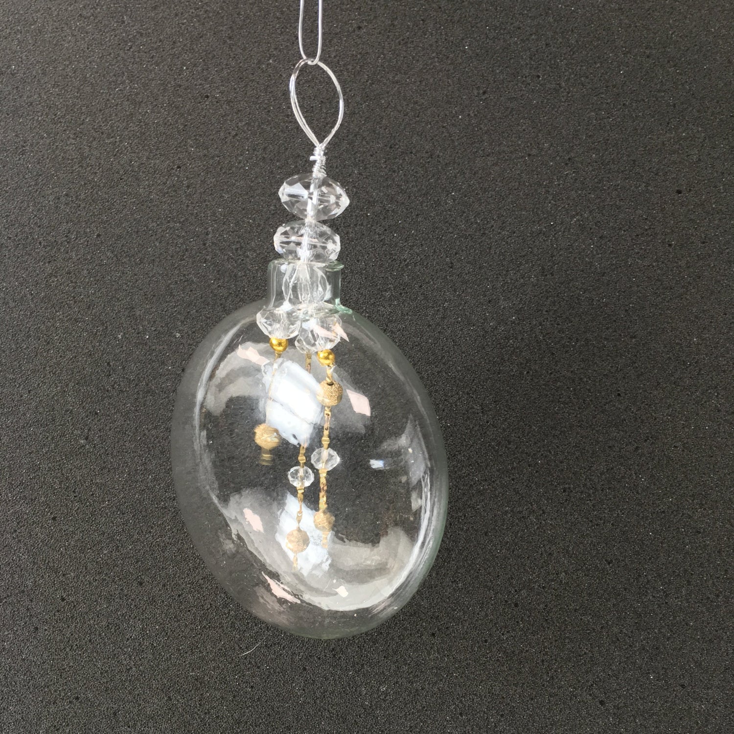 Clear Handmade Glass Decorations with Brass and Clear Beads for Christmas and Wedding Decorating