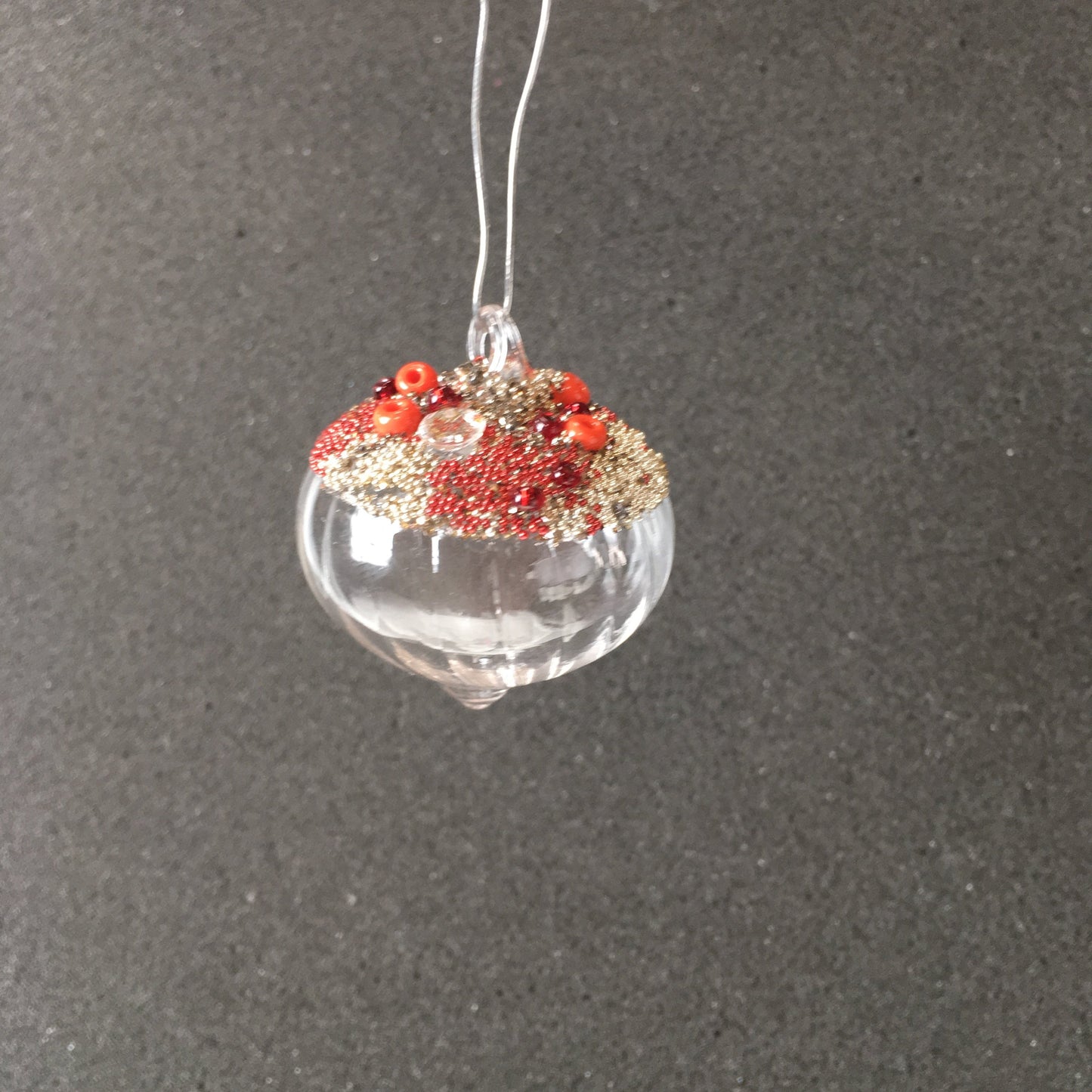 Red Beaded Small Handmade Glass Sultan Hanging Decorations for Christmas Trees, Weddings and Window Decorating.
