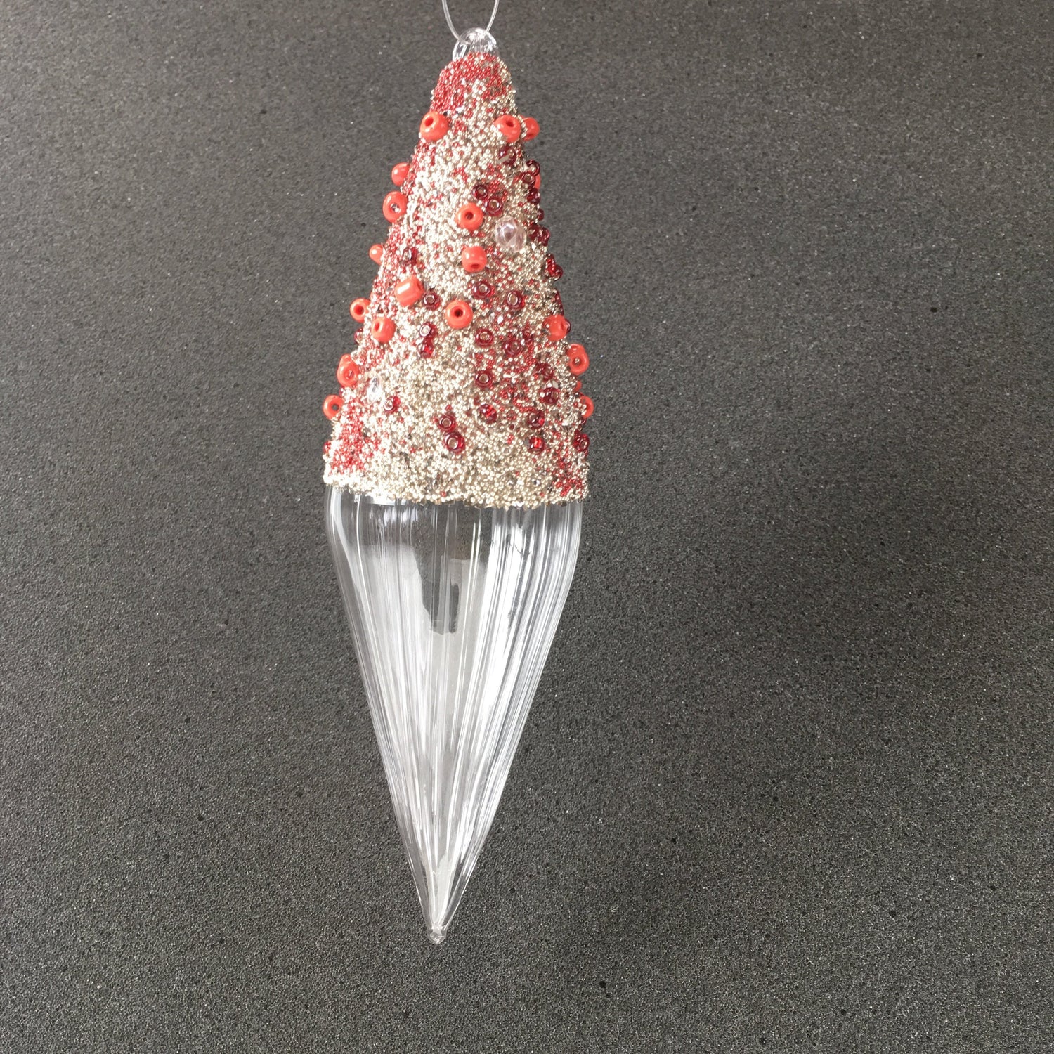 Red Beaded Handmade Glass Finial Hanging Decorations  for Weddings, Christmas and Valentine's Day.