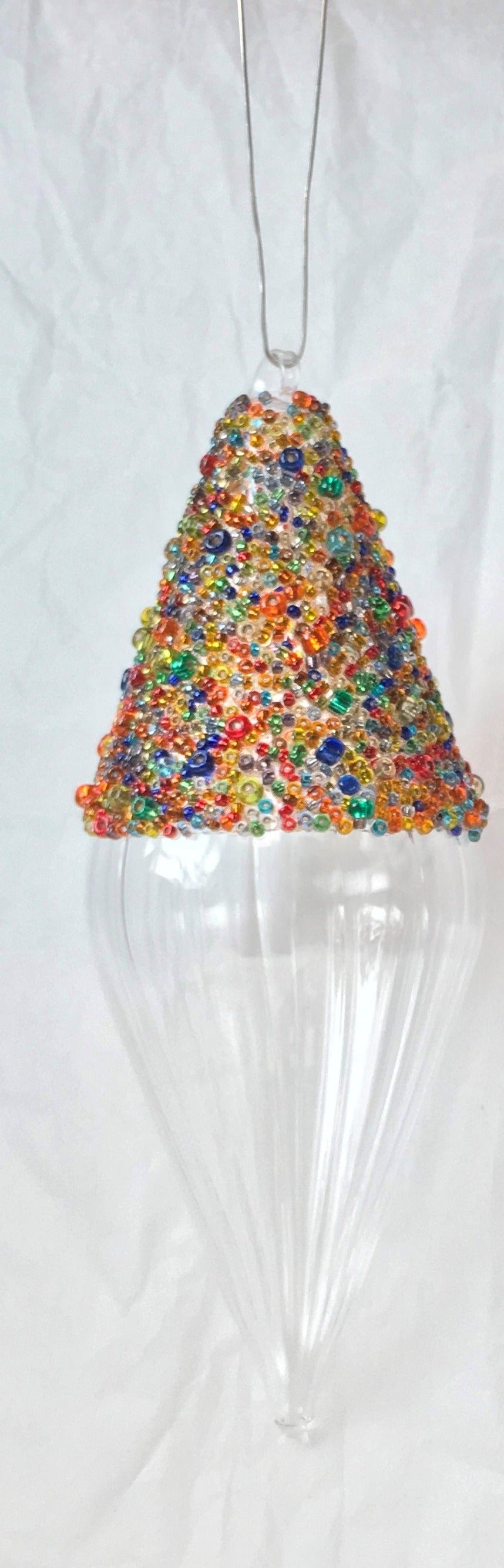 Multi-coloured Beaded Handmade Glass Finial Hanging Decorations