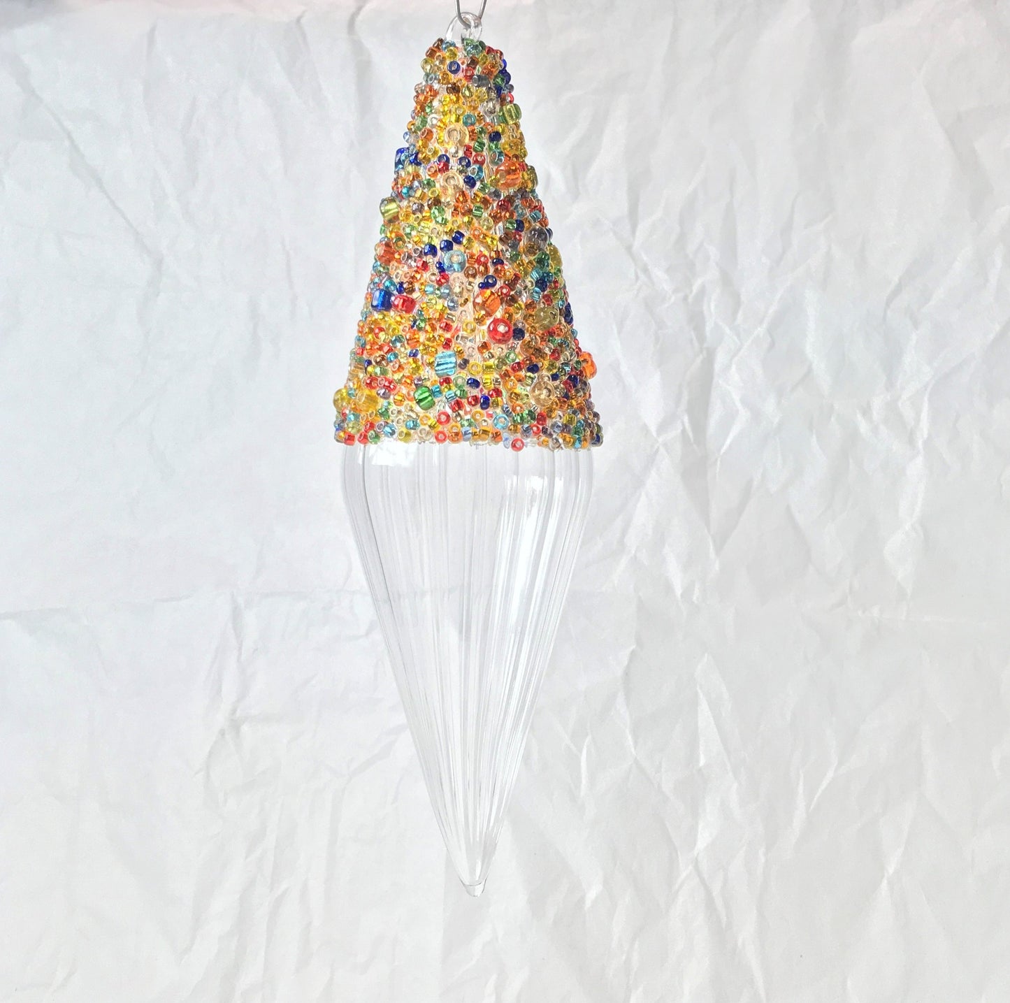Multi-coloured Beaded Handmade Glass Finial Hanging Decorations