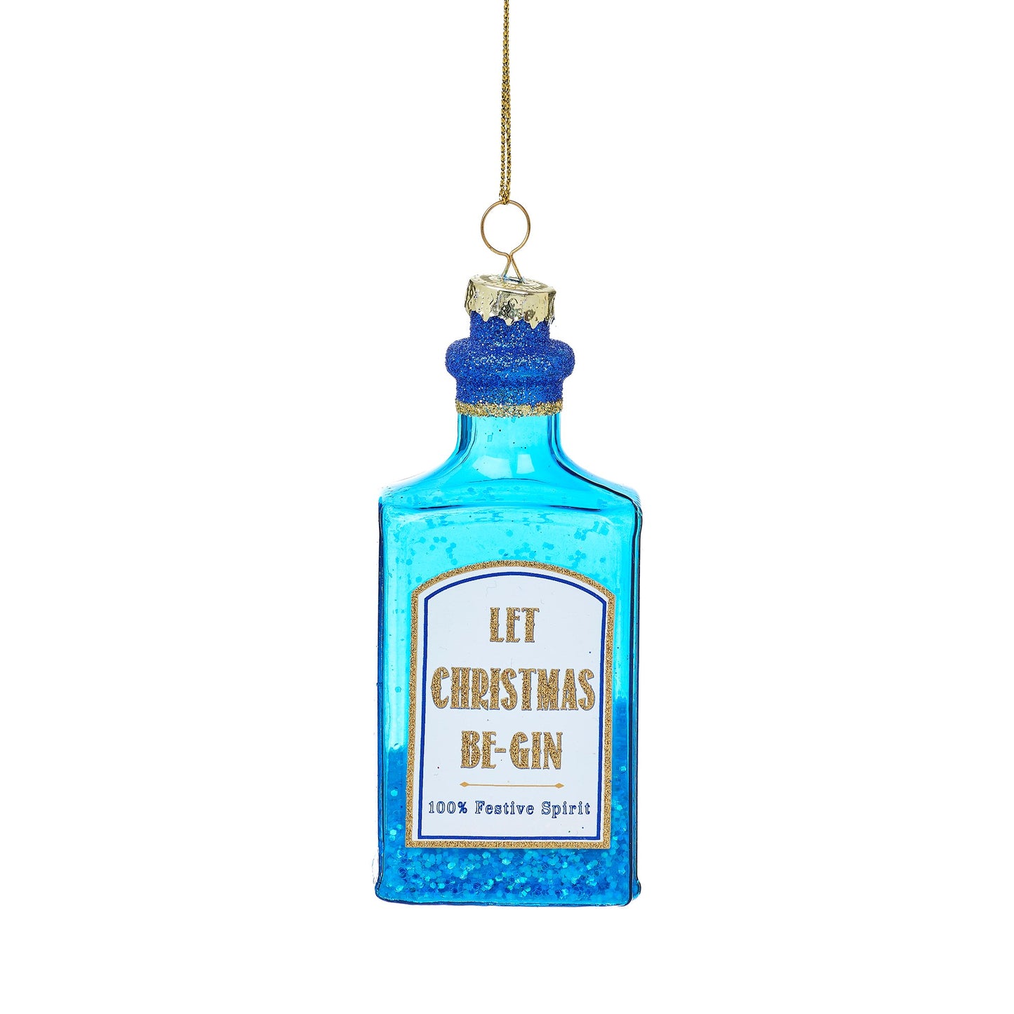 Get the party started with this glass, blue gin bottle with the slogan 'Let Christmas Be-Gin' for your Christmas tree! For all those Bombay Sapphire lovers out there...