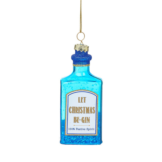 Get the party started with this glass, blue gin bottle with the slogan 'Let Christmas Be-Gin' for your Christmas tree! For all those Bombay Sapphire lovers out there...