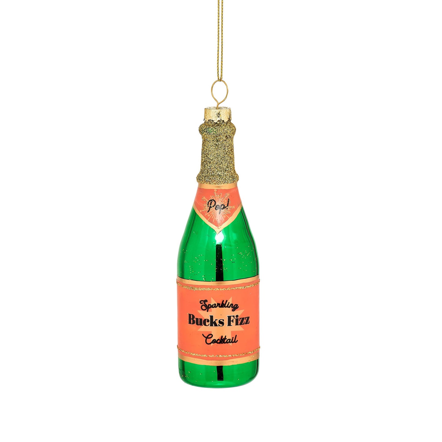 Bucks Fizz Bottle Glass Christmas Tree Decoration