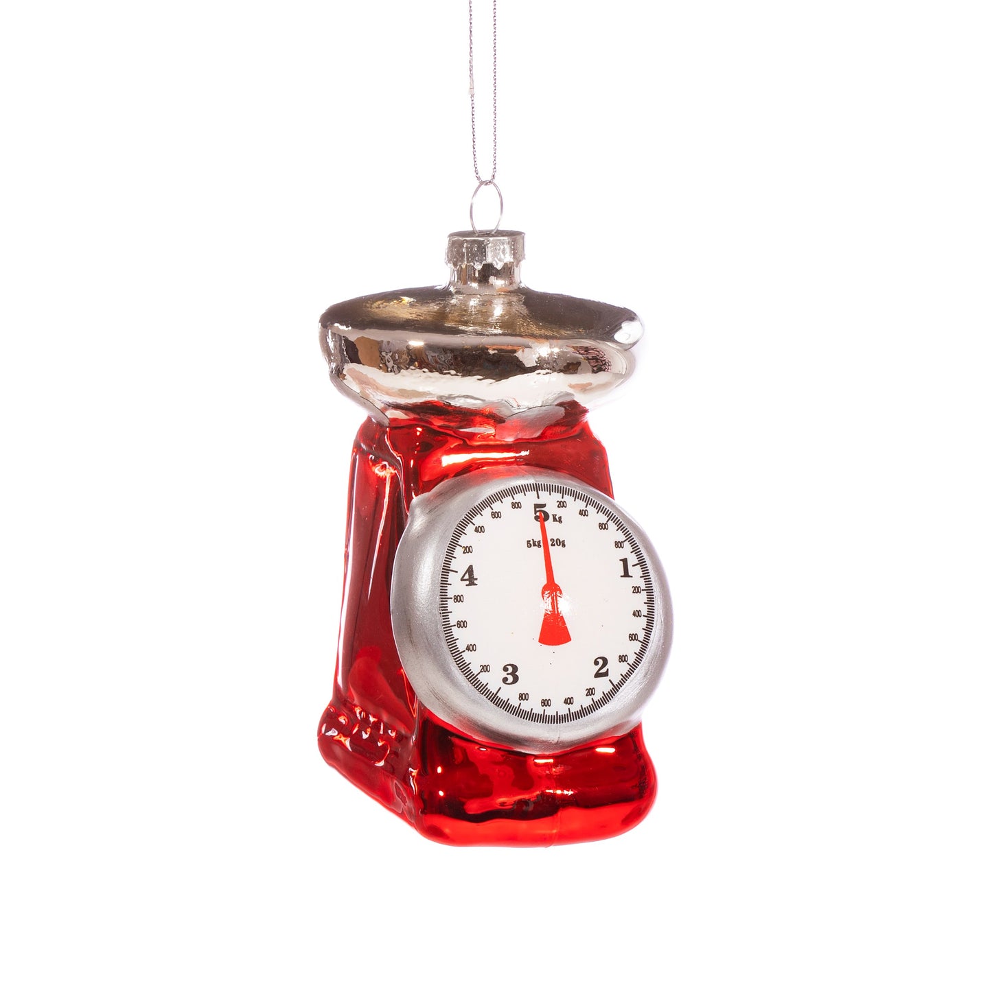 Retro Red Kitchen Scales Glass Christmas Tree Decoration