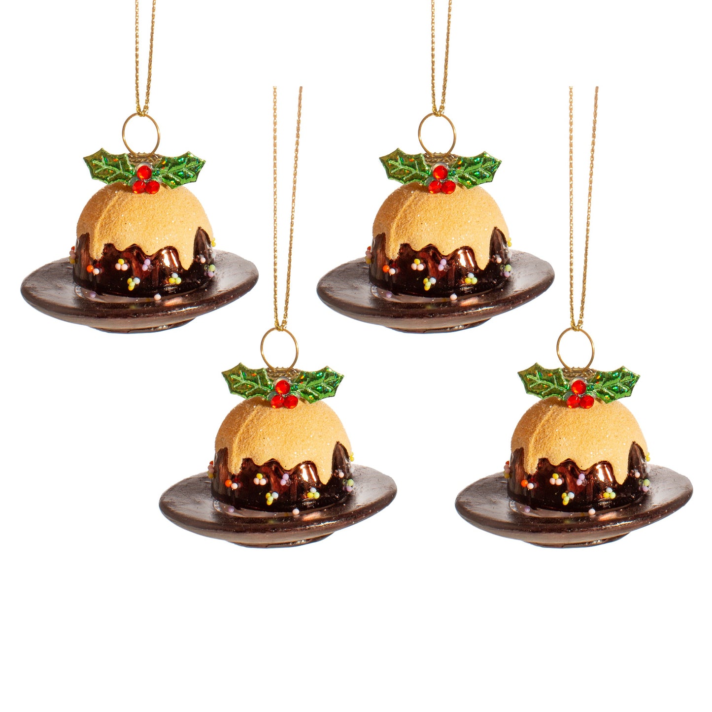 Christmas Pudding Christmas Tree Decorations (Set of 4)