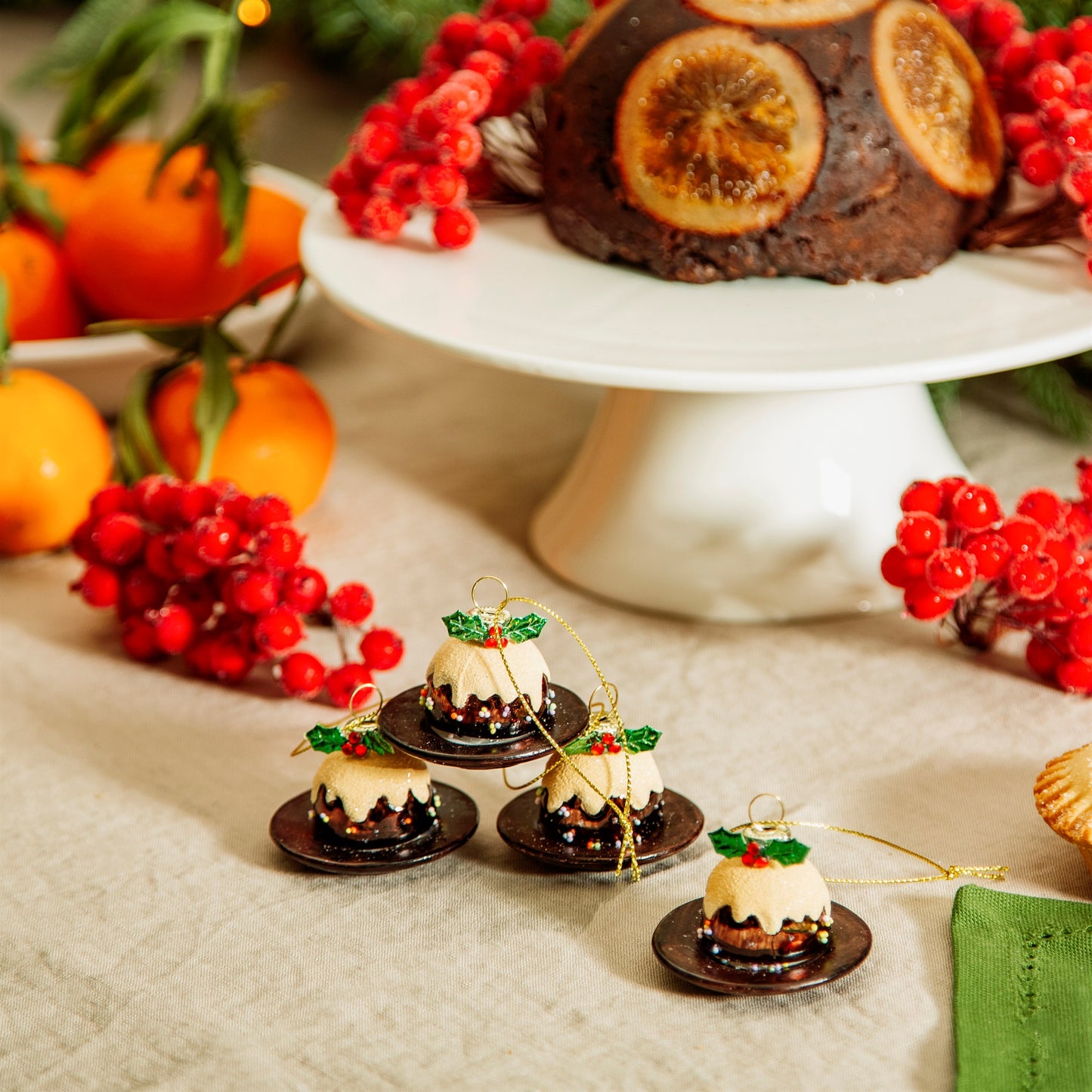 Christmas Pudding Christmas Tree Decorations (Set of 4)