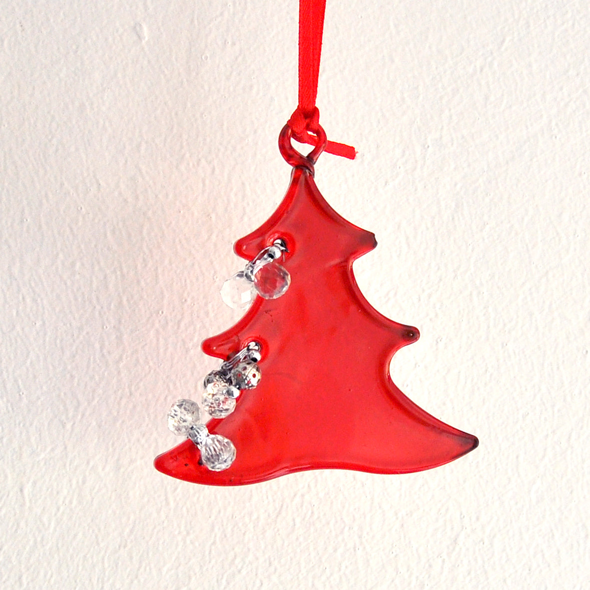 Red Glass Tree Shape Hanging Decorations