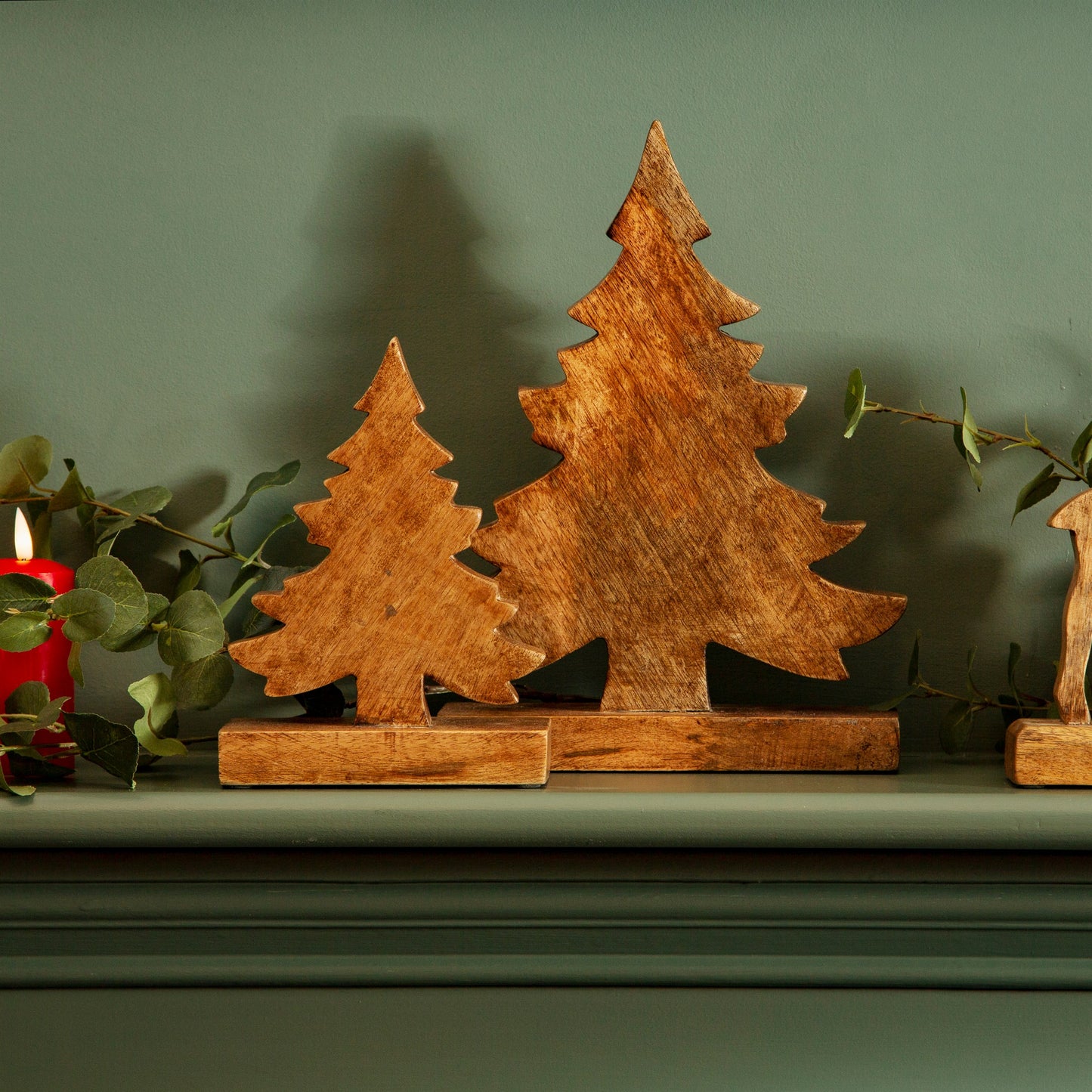 Natural Wood Standing Christmas Tree Decoration