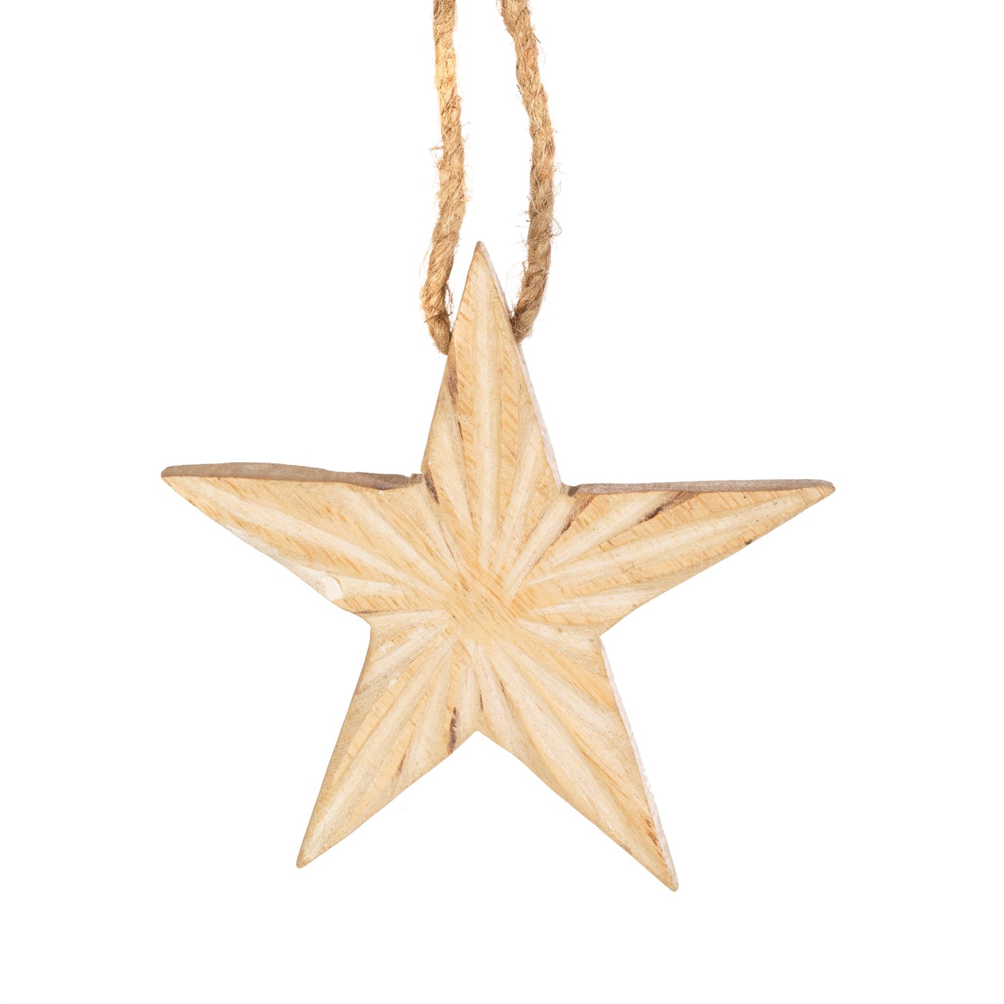 Natural Wood Whitewashed Star Christmas Tree Decoration