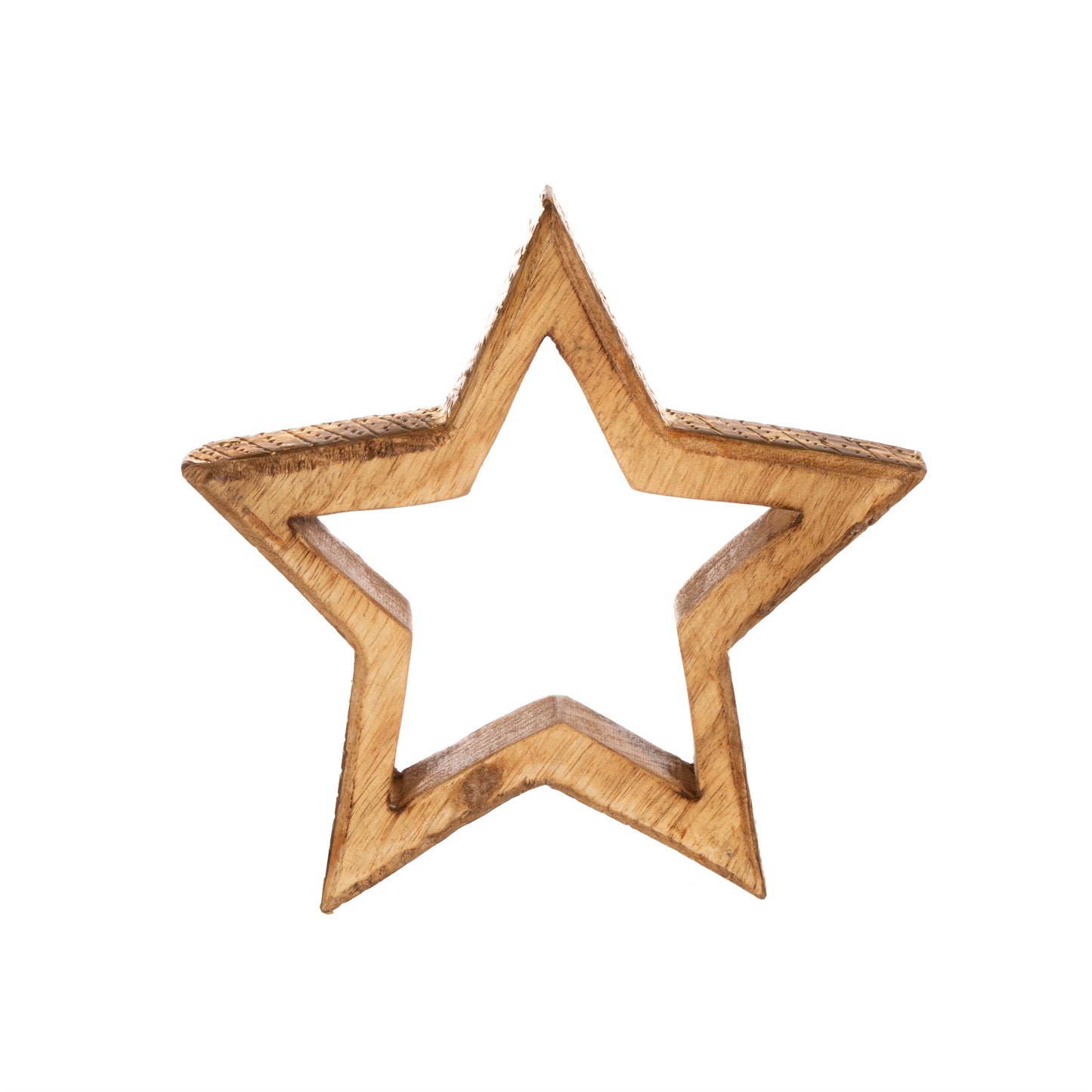 Wooden Star with Golden Edge Christmas Decoration (Small, Med or Large)